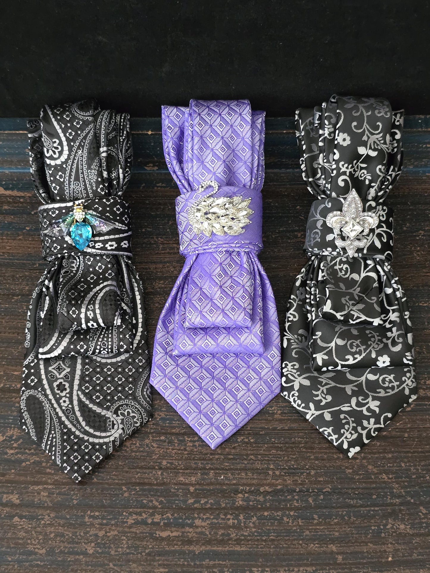 Simply Elegant Black and White Fearless Tie | Unique Women’s Necktie, Tie Necklace & Brooch Neckwear Stylish Neckwear For Women