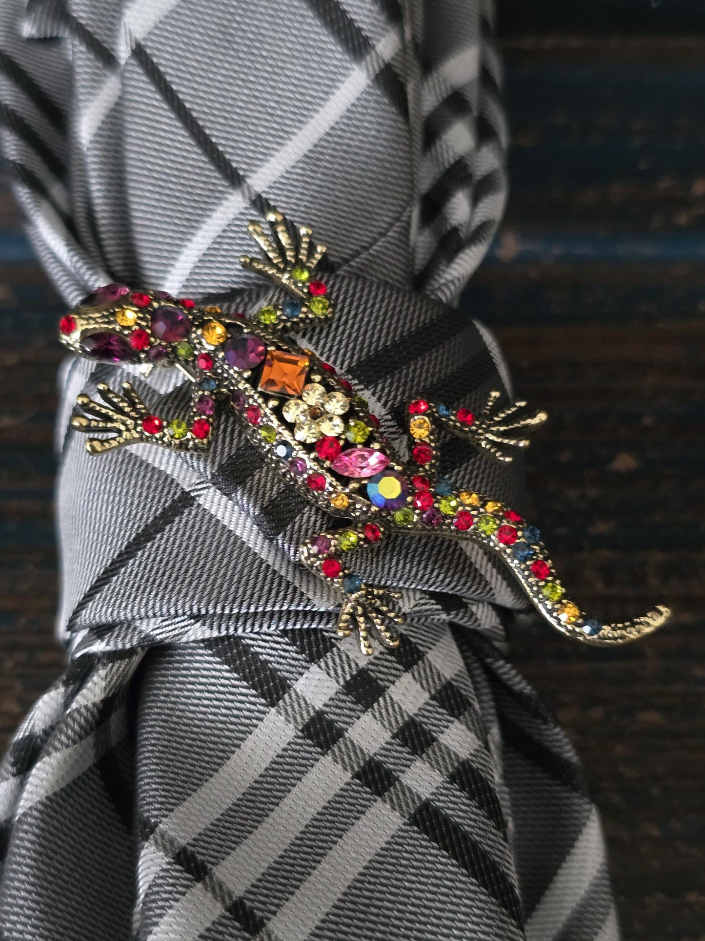 Black and White Plaid Women's Necktie Necklace - Handcrafted Jewelry - Brooch Necktie - Stylish Neckwear For Women