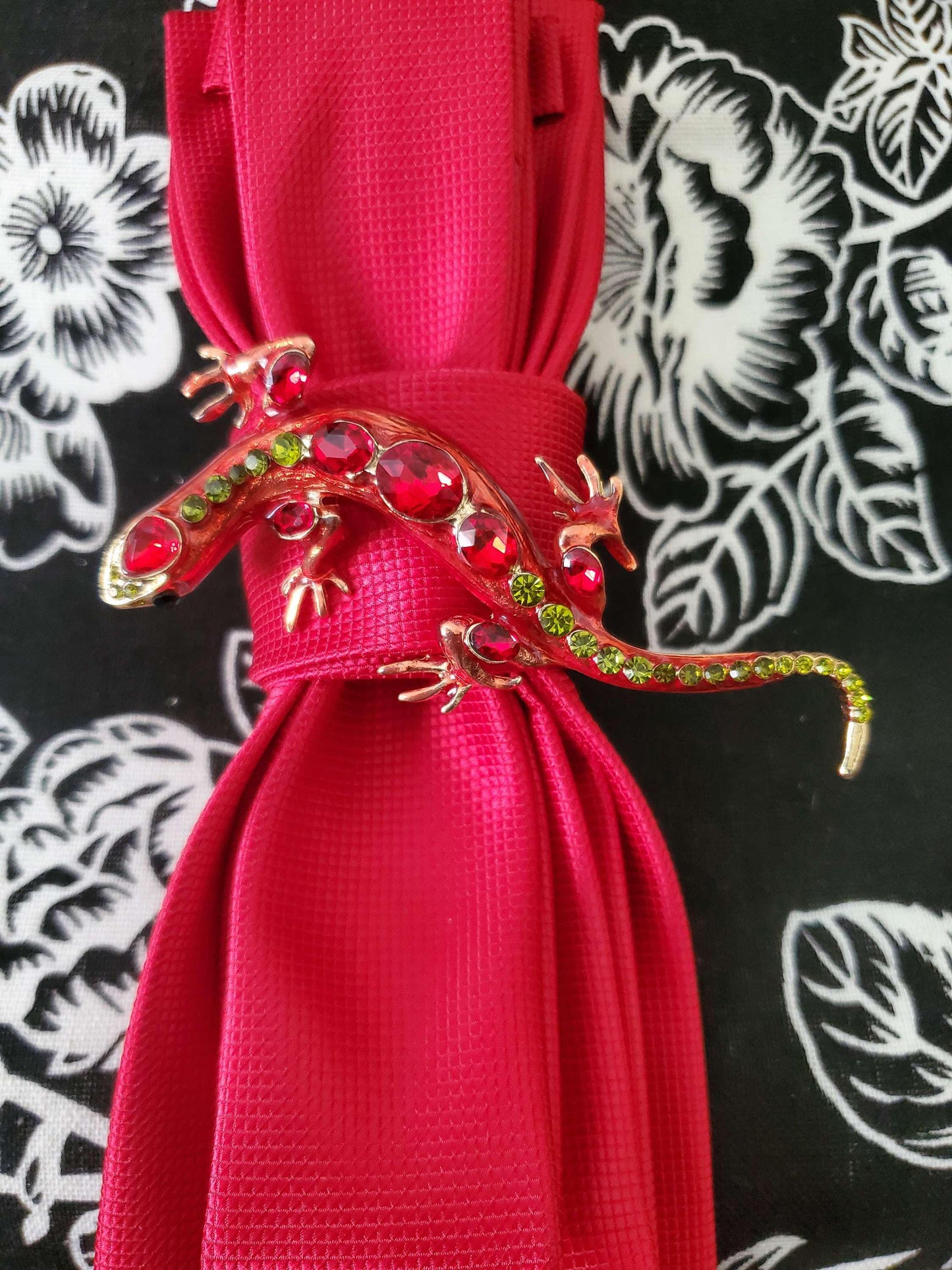 Simply Elegant Bright Red Women's Tie- Brooch Necklace - Brooch Necktie -Stylish Neckwear For Women