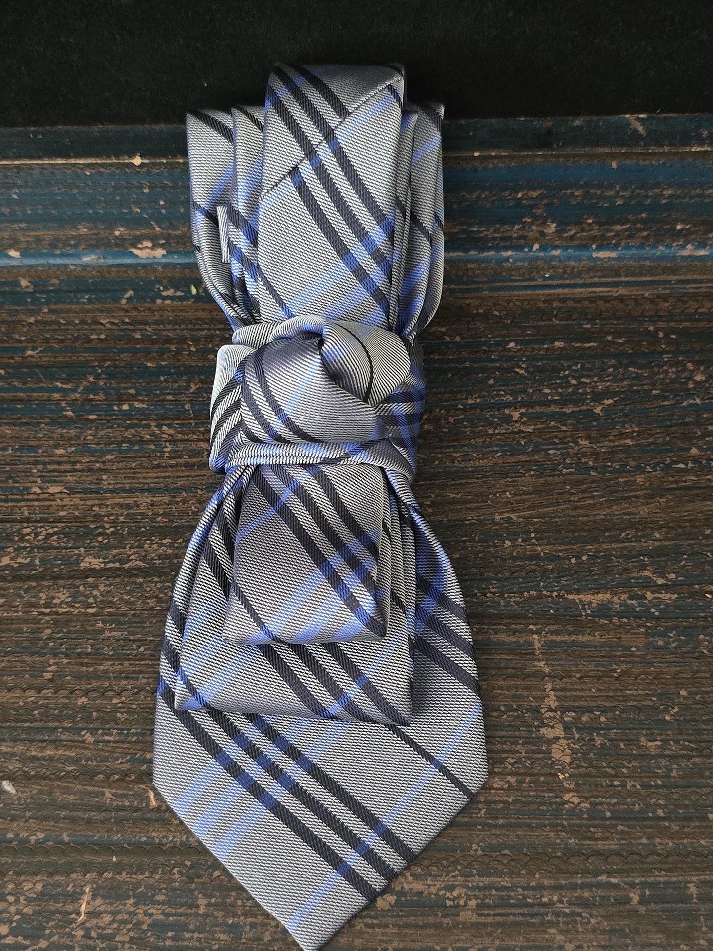 Women's Blue Plaid Necktie Necklace - Brooch Necktie For Women
