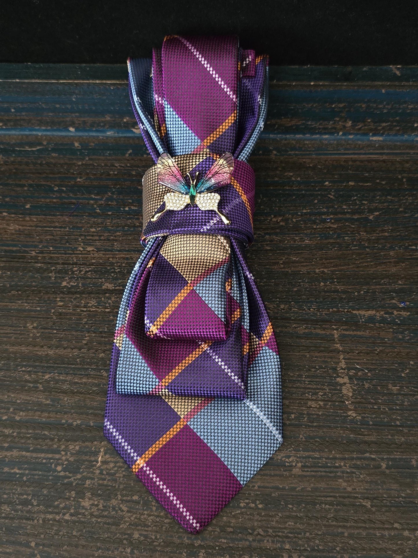 Stylish Multi Color Plaid Women's Necktie Necklace - Fashion Ties for Women - Brooch Necktie - Stylish Neckwear For Women