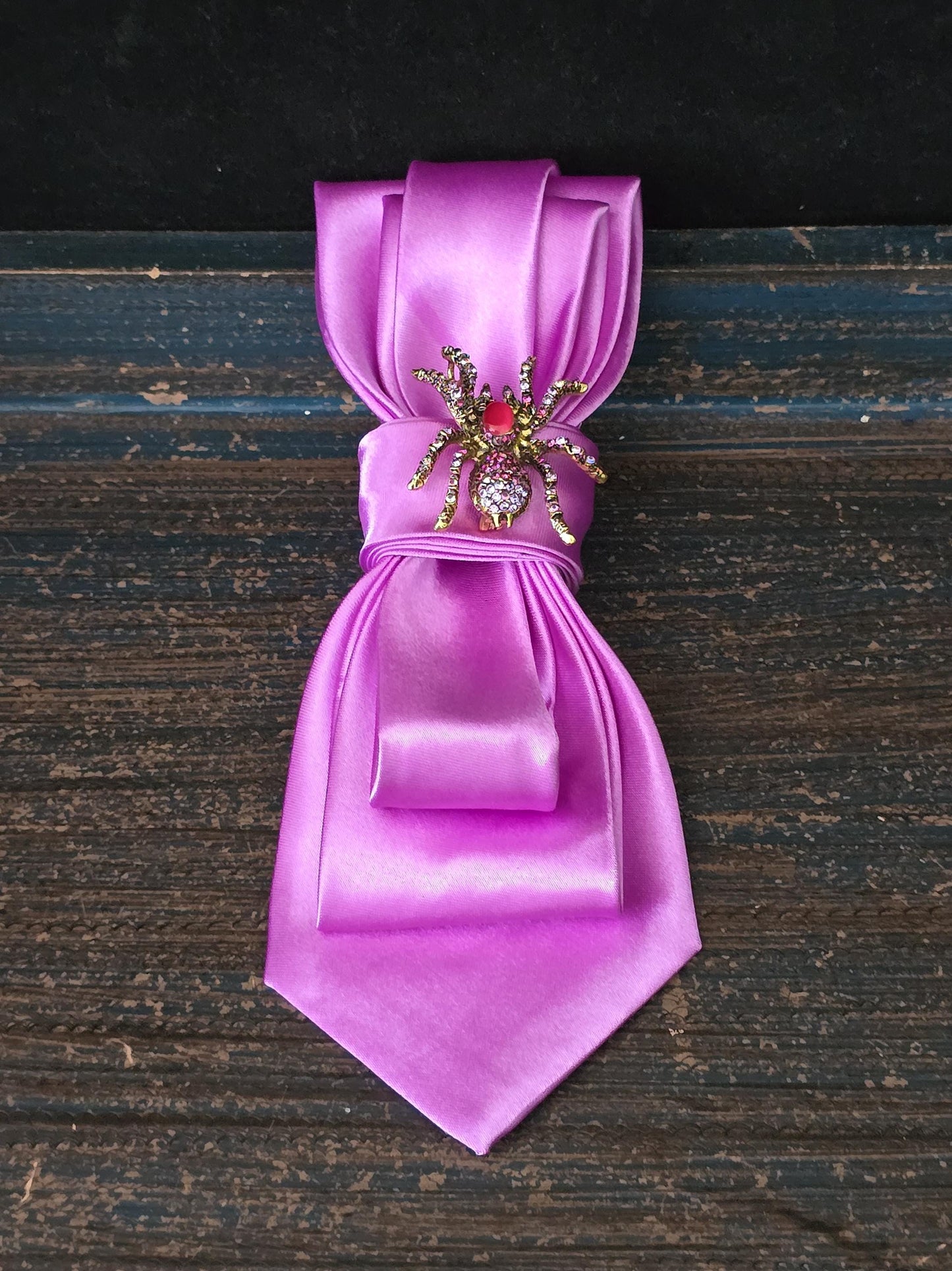 Simply Elegant Soft Purple Women's Tie- Brooch Necklace - Handcrafted Statement Jewelry - Brooch Necktie -Stylish Neckwear For Women
