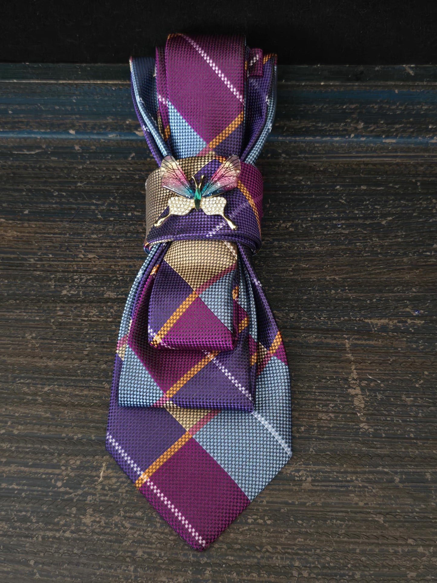 Stylish Multi Color Plaid Women's Necktie Necklace - Fashion Ties for Women - Brooch Necktie - Stylish Neckwear For Women