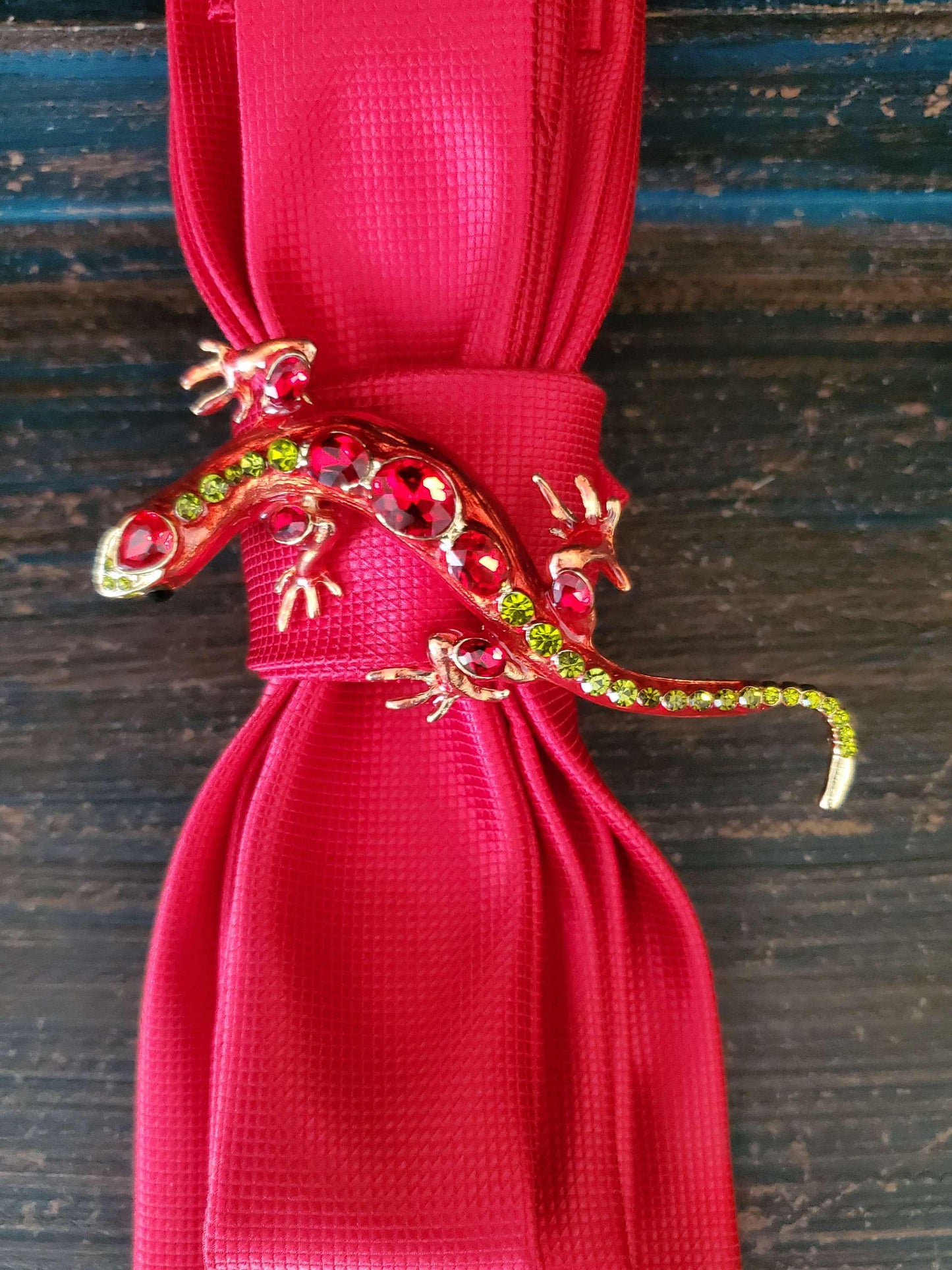 Simply Elegant Bright Red Women's Tie- Brooch Necklace - Brooch Necktie -Stylish Neckwear For Women