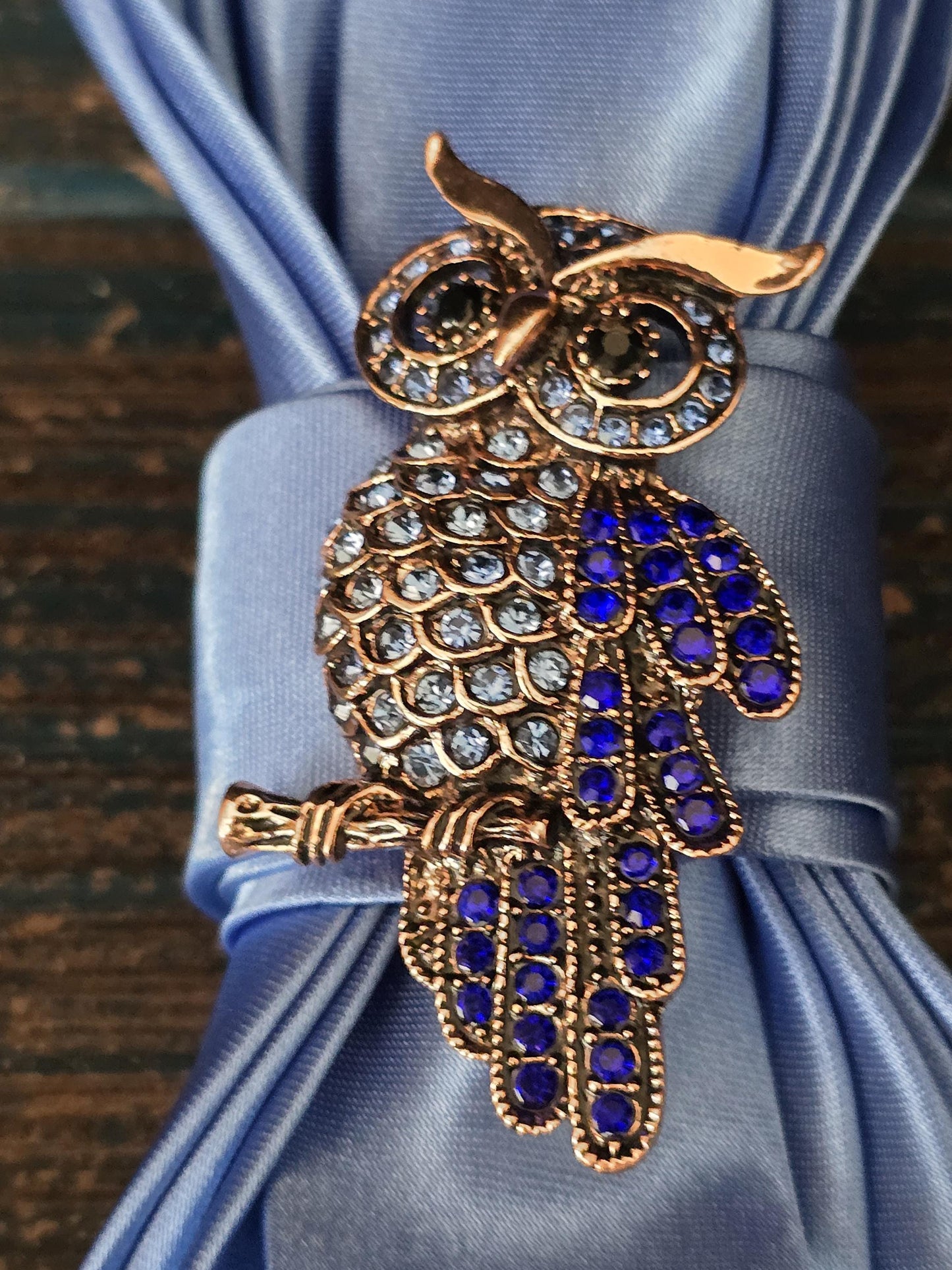 Simply Elegant Blue Women's Tie- Brooch Necklace - Handcrafted Statement Jewelry - Brooch Necktie -Stylish Neckwear For Women