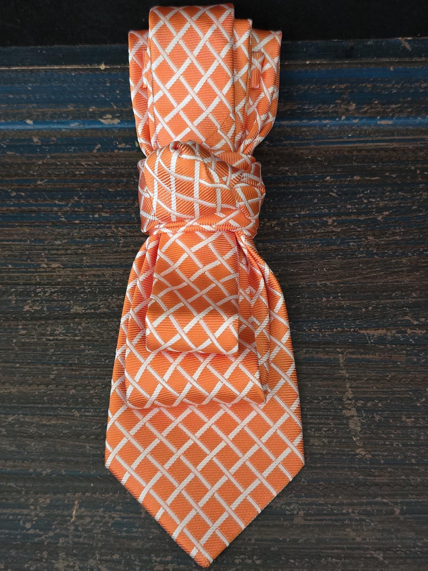 Women's Orange and White Necktie Necklace - Brooch Necktie For Women