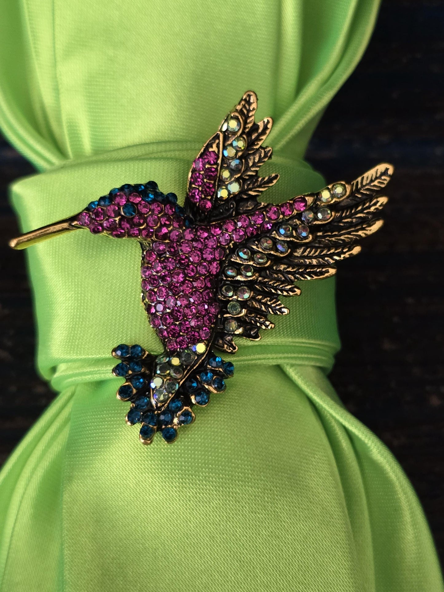 Simply Elegant Lime Green Women's Tie- Brooch Necklace - Brooch Necktie