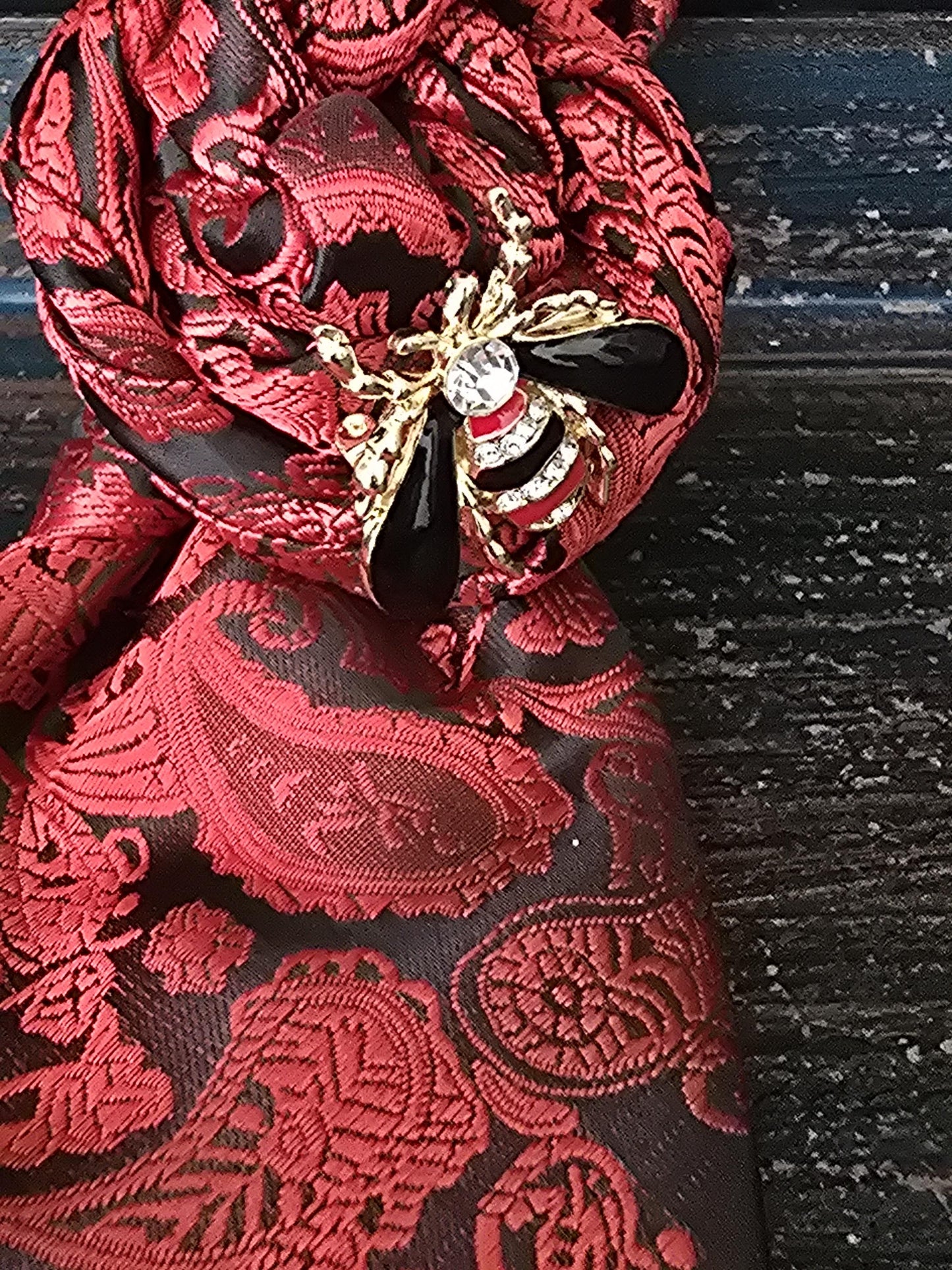 Simply Elegant Red Paisley Women's Necktie Necklace - Handcrafted Statement Jewelry - Brooch Necktie - Stylish Neckwear For Women
