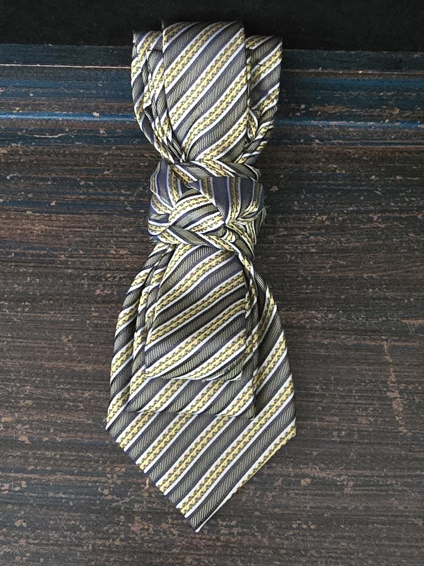 Women's Black and Gray Striped Necktie Necklace - Handcrafted Statement Jewelry - Brooch Necktie For Women