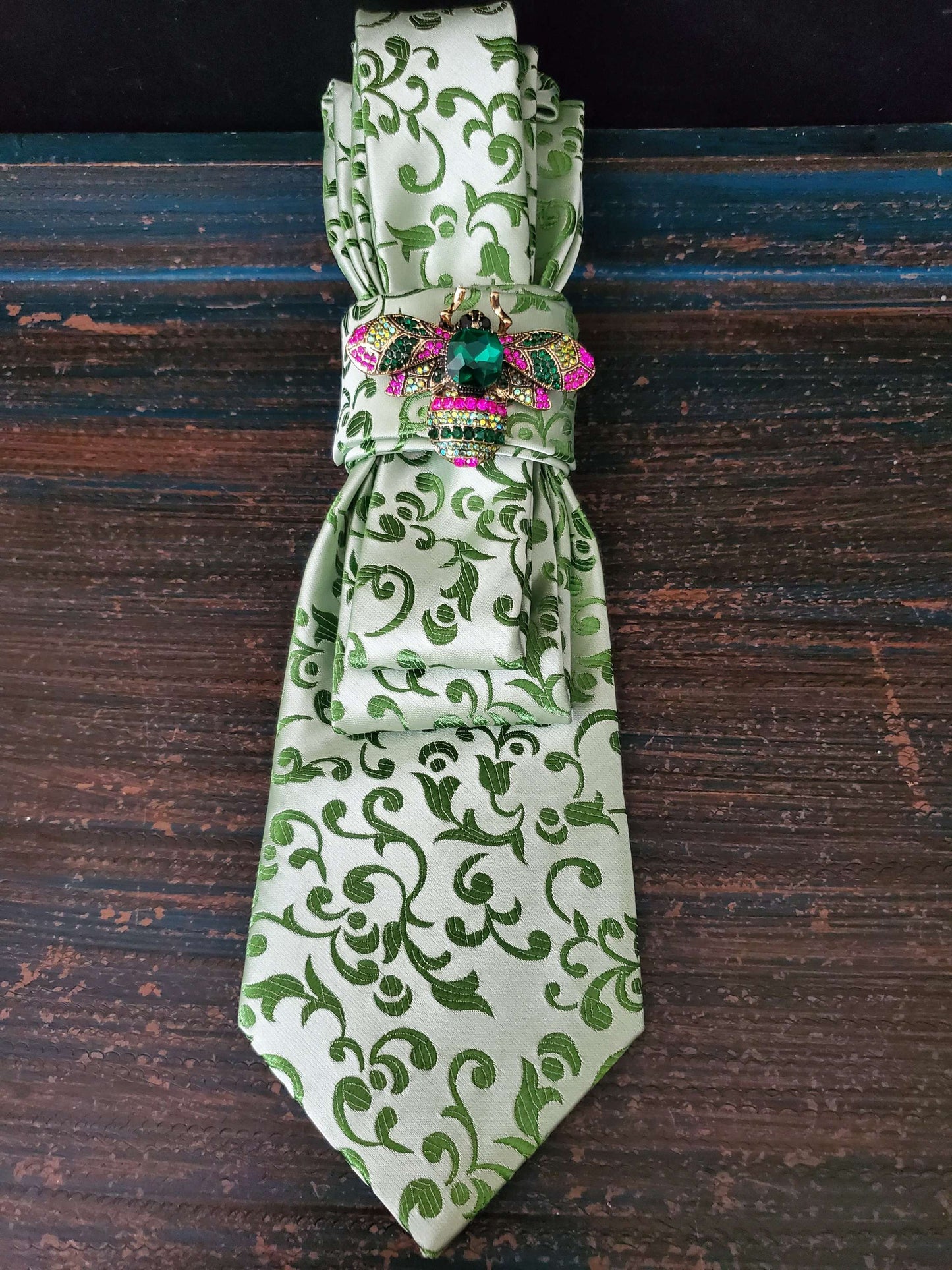 Pink and Green Lady Bug Brooch Necktie Necklace  - Brooch Necktie