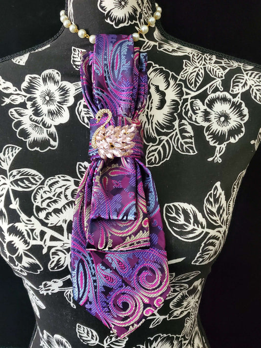 Simply Elegant Purple Paisley Women's Necktie Necklace