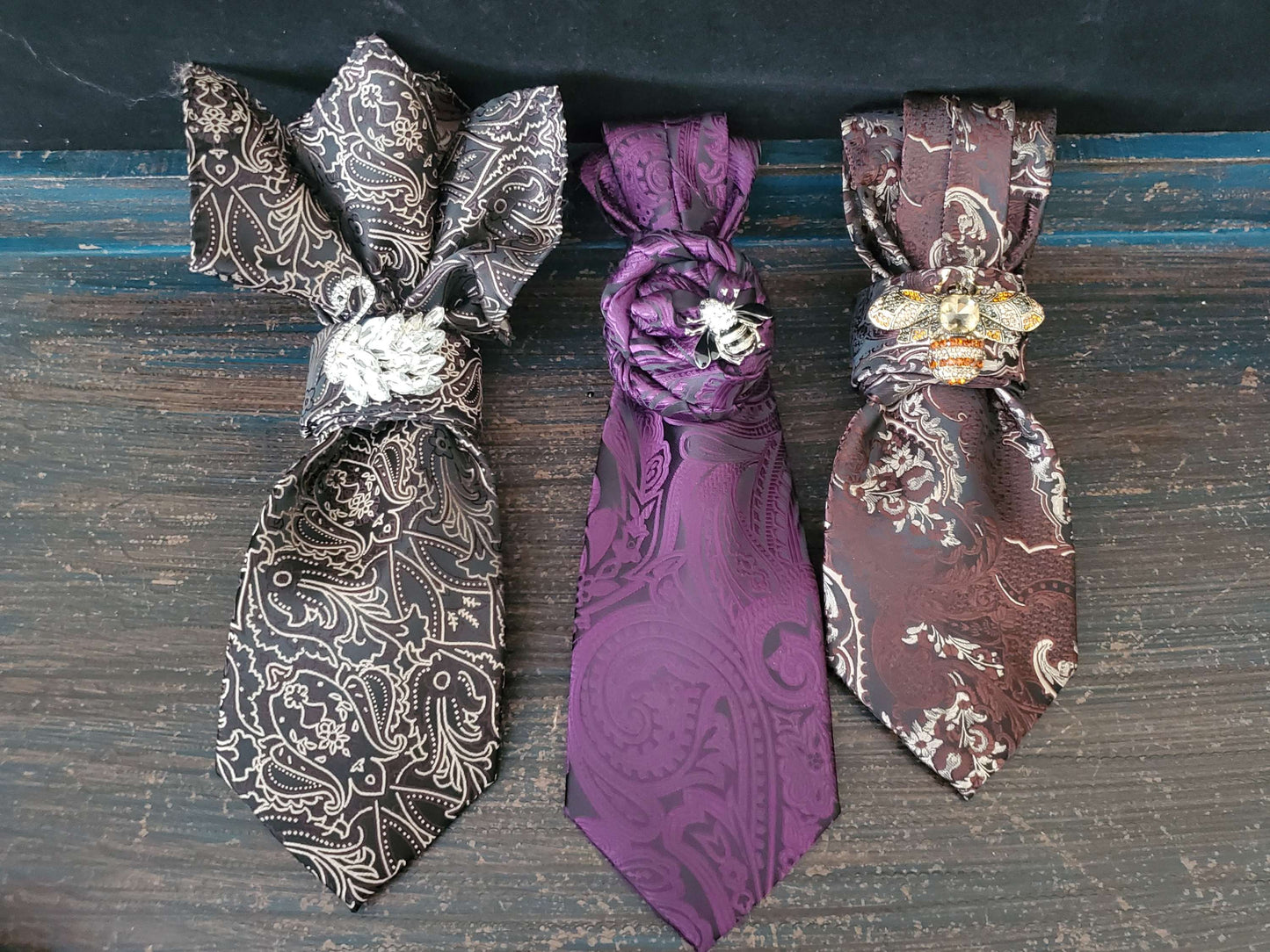 Simply Elegant Purple and  Black Paisley Women's Necktie Necklace