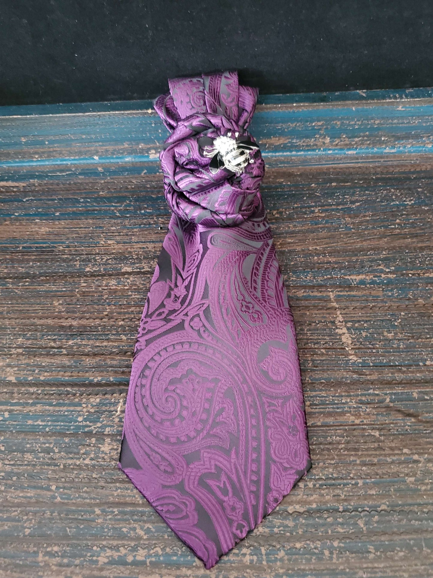 Simply Elegant Purple and  Black Paisley Women's Necktie Necklace