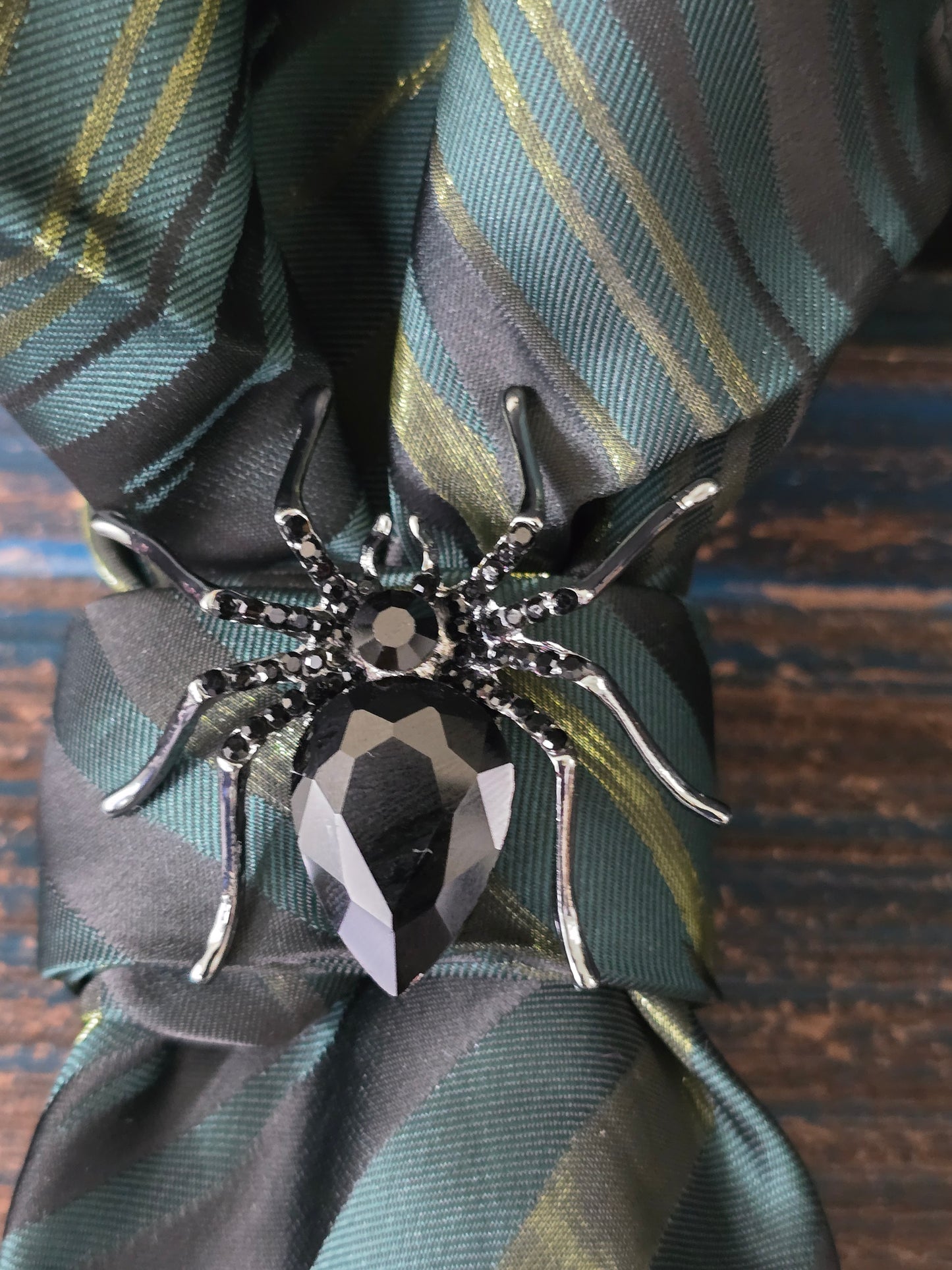 Simply Elegant Camo Colored Stripe Women's Necktie Necklace- Brooch Necktie - Stylish Neckwear For Women