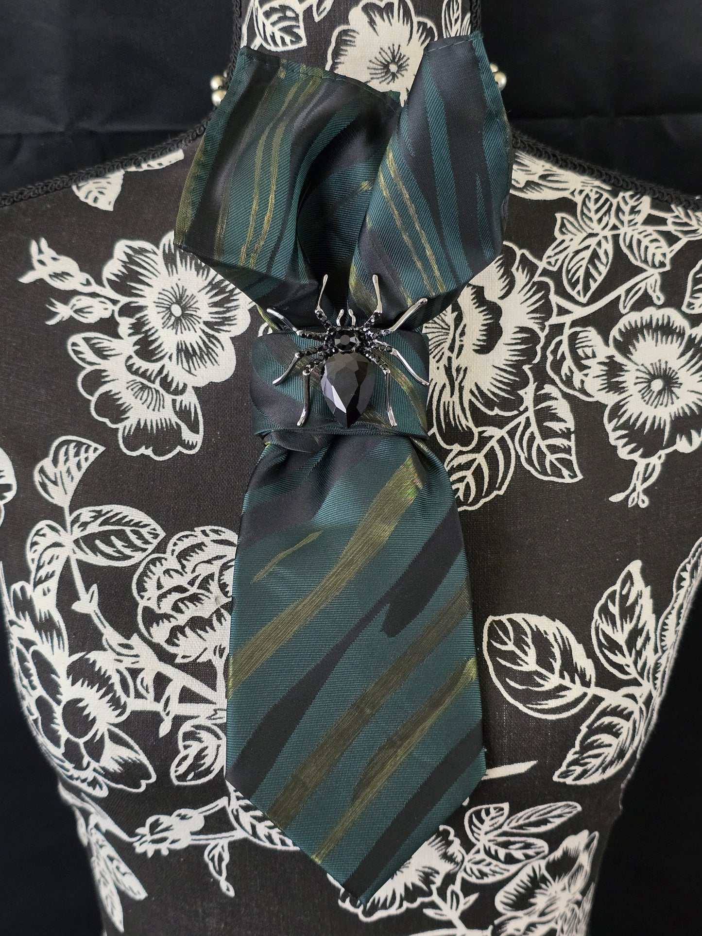 Simply Elegant Camo Colored Stripe Women's Necktie Necklace- Brooch Necktie - Stylish Neckwear For Women