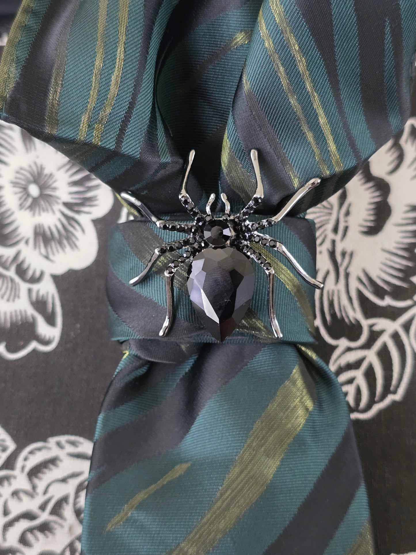 Simply Elegant Camo Colored Stripe Women's Necktie Necklace- Brooch Necktie - Stylish Neckwear For Women