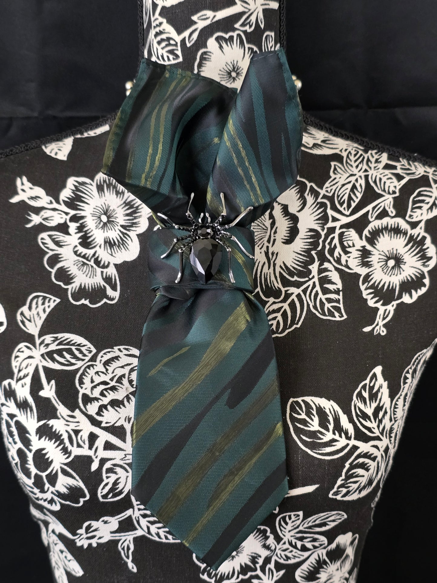 Simply Elegant Camo Colored Stripe Women's Necktie Necklace- Brooch Necktie - Stylish Neckwear For Women