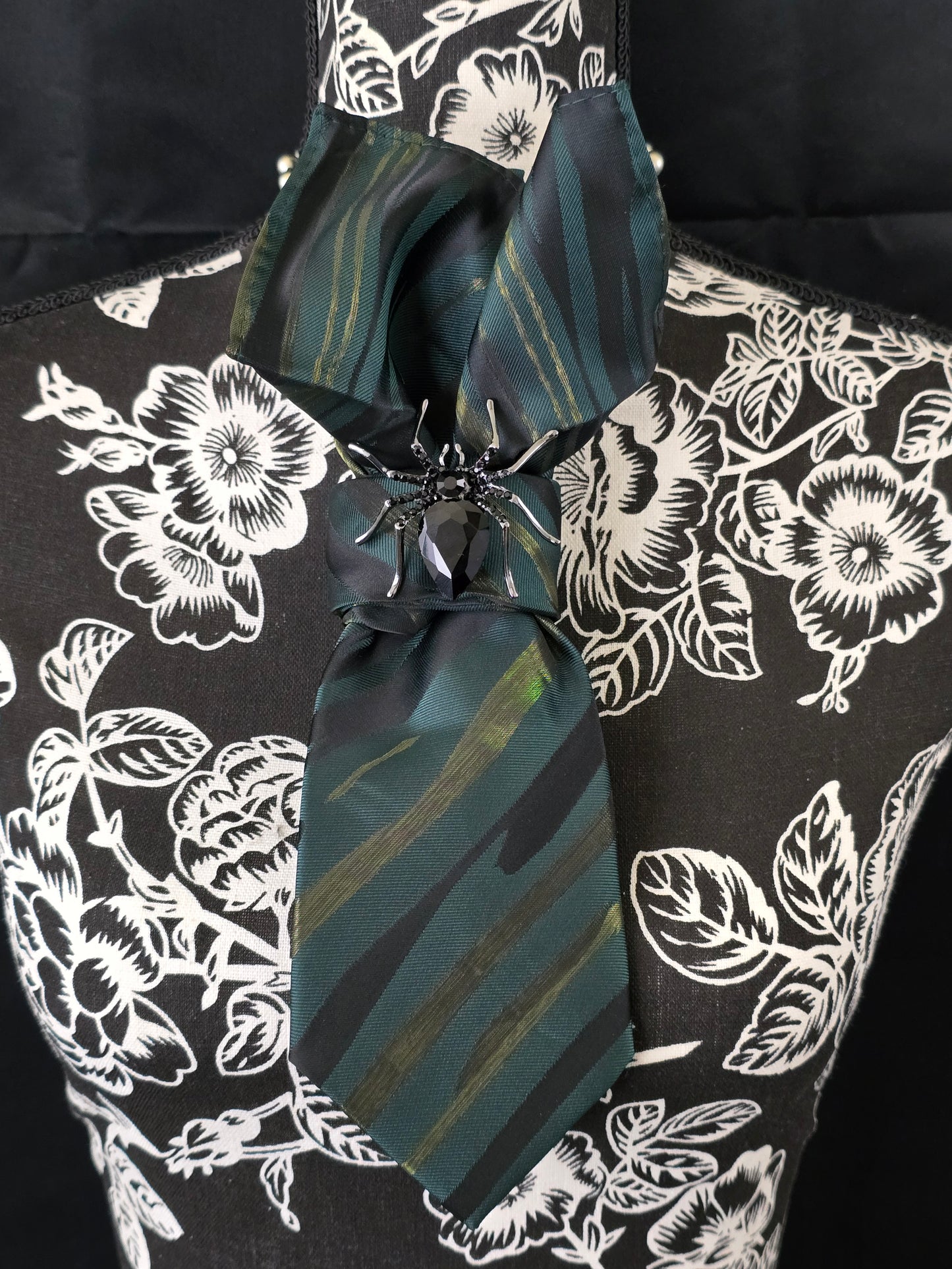 Simply Elegant Camo Colored Stripe Women's Necktie Necklace- Brooch Necktie - Stylish Neckwear For Women