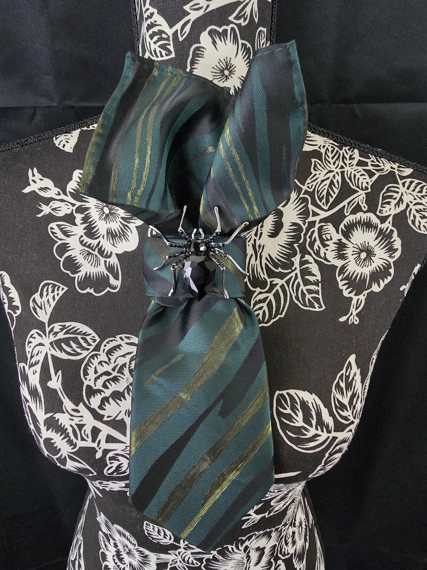 Simply Elegant Camo Colored Stripe Women's Necktie Necklace- Brooch Necktie - Stylish Neckwear For Women