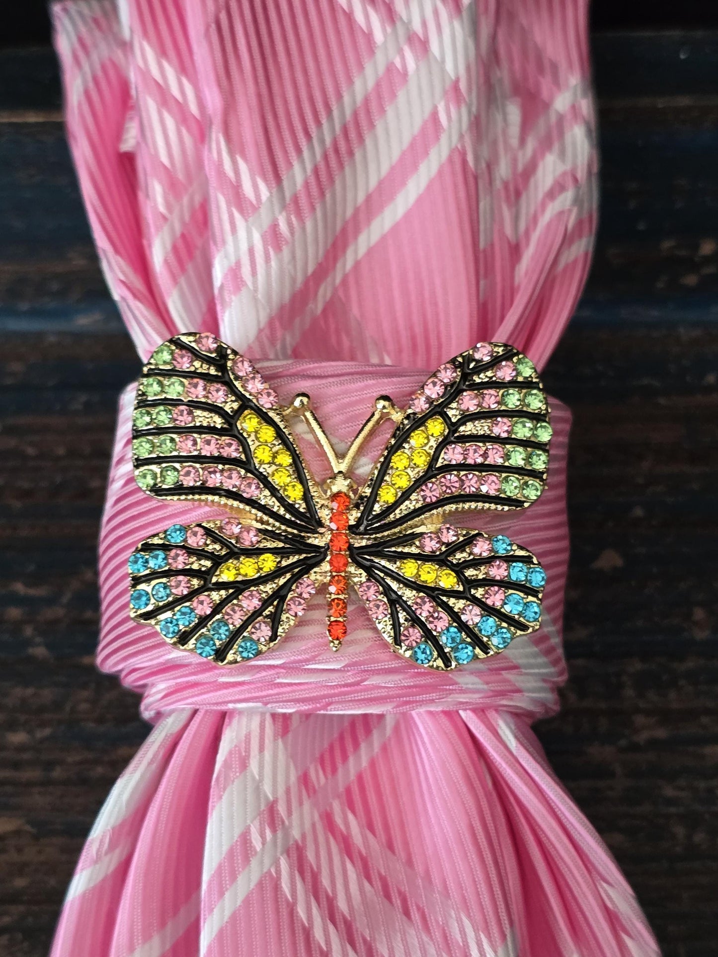 Pink and White Women's Necktie Necklace -  Brooch Necktie - Stylish Neckwear For Women