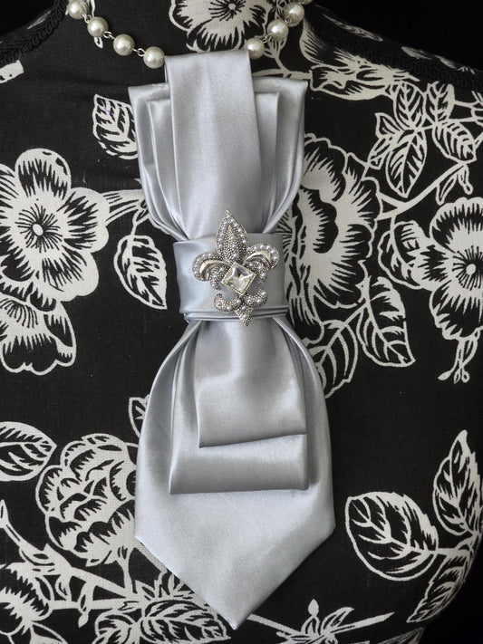 Fearless Ties | Unique Women’s Neckties, Tie Necklace Neckwear| Silver Satin Necktie Necklace