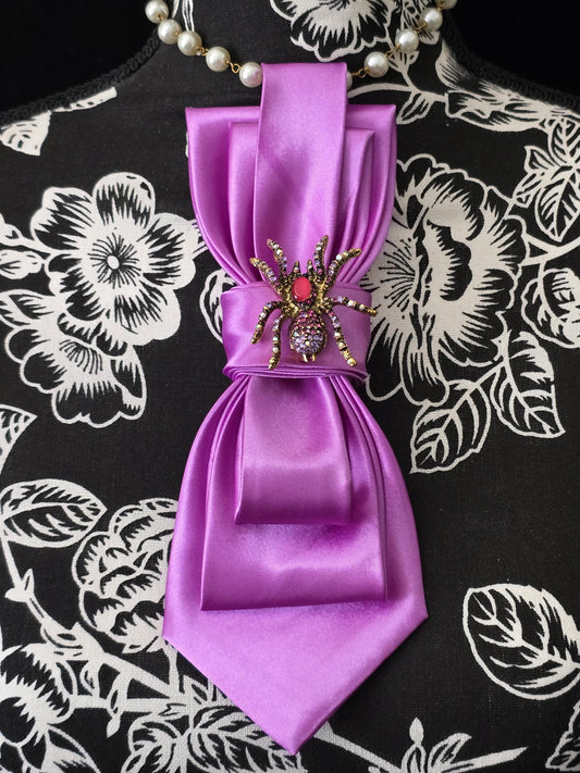 Simply Elegant Soft Purple Women's Tie- Brooch Necklace - Handcrafted Statement Jewelry - Brooch Necktie -Stylish Neckwear For Women