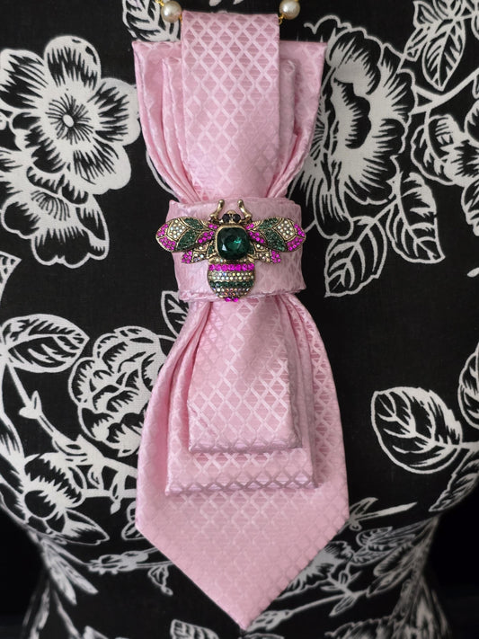 Pink and Green Lady Bug Brooch Necktie Necklace -  Brooch Necktie