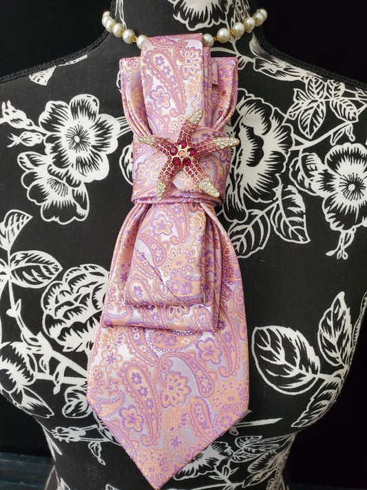 Simply Elegant Pink Paisley Women's Necktie Necklace