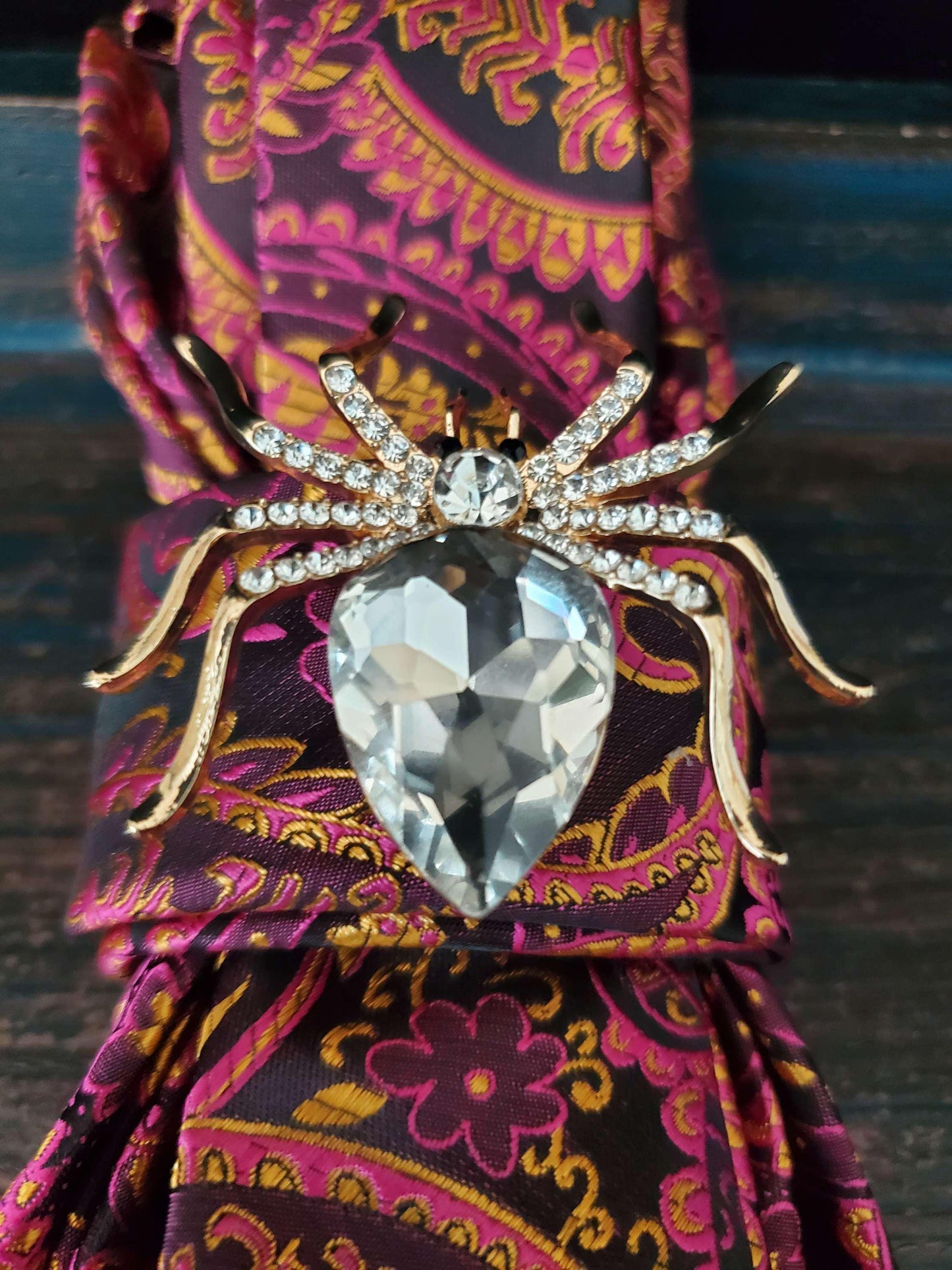 Simply Elegant Purple Paisley Women's Necktie Necklace - Handcrafted Statement Jewelry - Brooch Necktie - Stylish Neckwear For Women