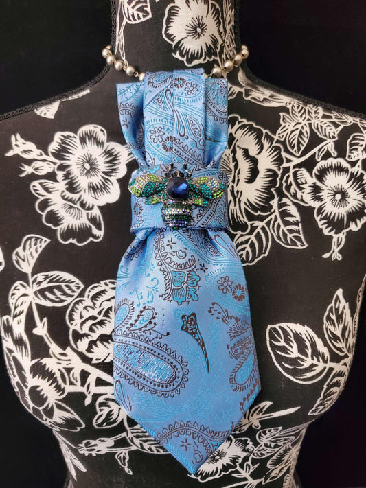 Simply Elegant Blue Paisley Women's Necktie Necklace