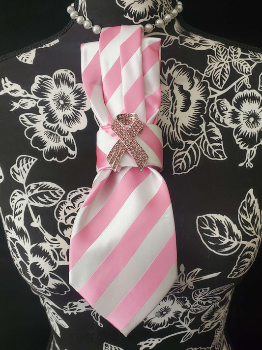 Breast cancer necktie, womens tie, fight tie