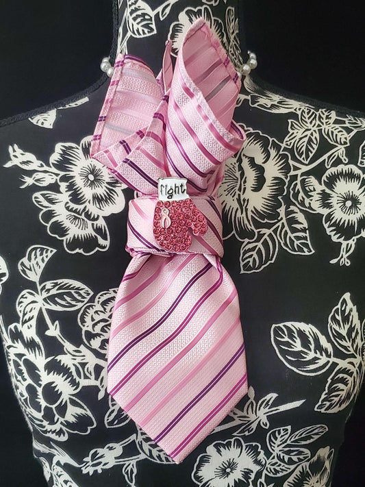 womens tie, breast cancer necktie, necktie necklace