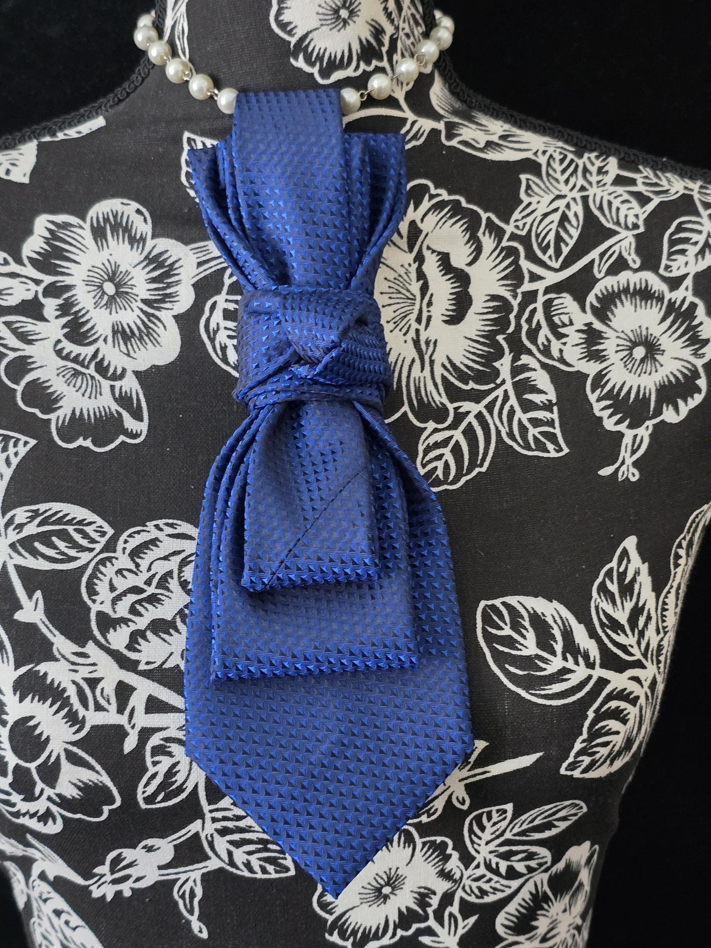 Simply Elegant Bluel Women's Necktie Necklace - Handcrafted Statement Jewelry - Brooch Necktie For Women