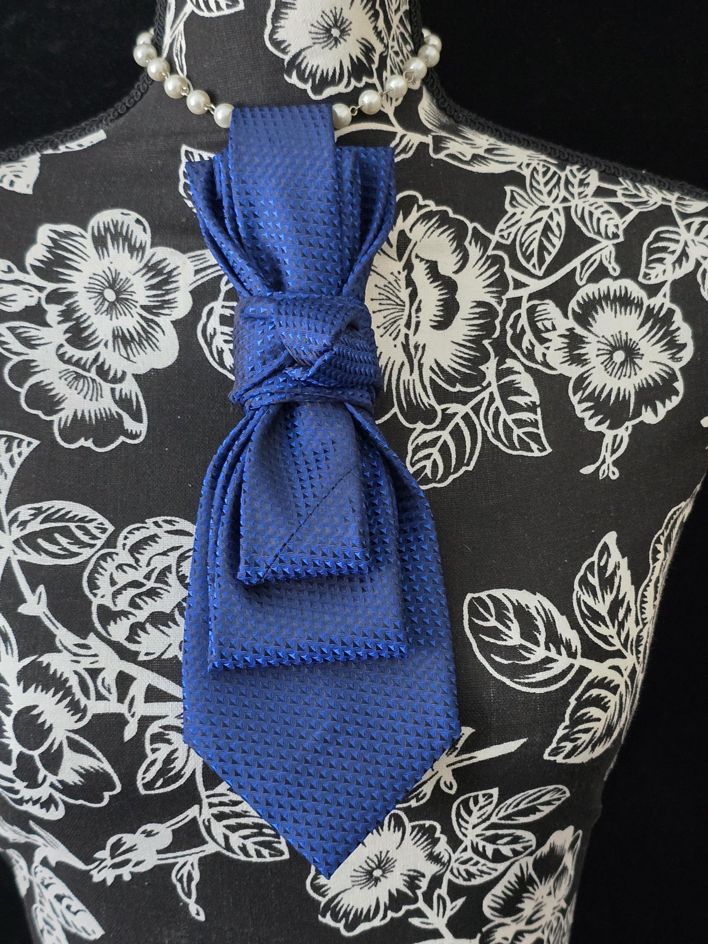 Simply Elegant Bluel Women's Necktie Necklace - Handcrafted Statement Jewelry - Brooch Necktie For Women