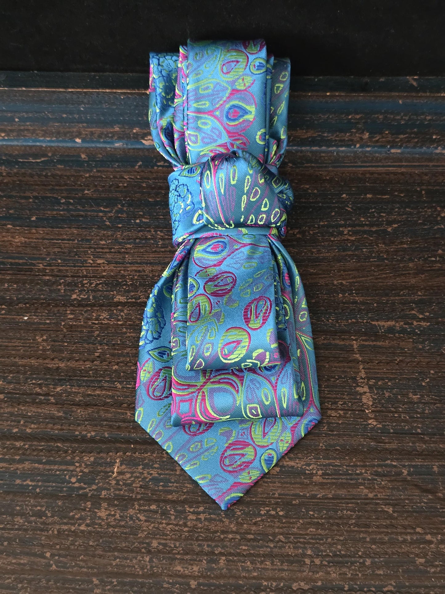 Simple But Elegant Multi-Color Paisley Women's Necktie Necklace - Handcrafted Statement Jewelry - Brooch Necktie For Women