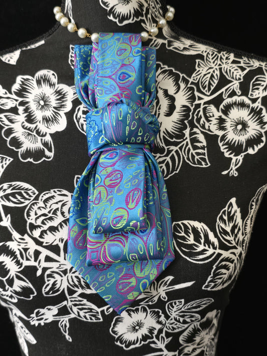 Simple But Elegant Multi-Color Paisley Women's Necktie Necklace - Handcrafted Statement Jewelry - Brooch Necktie For Women