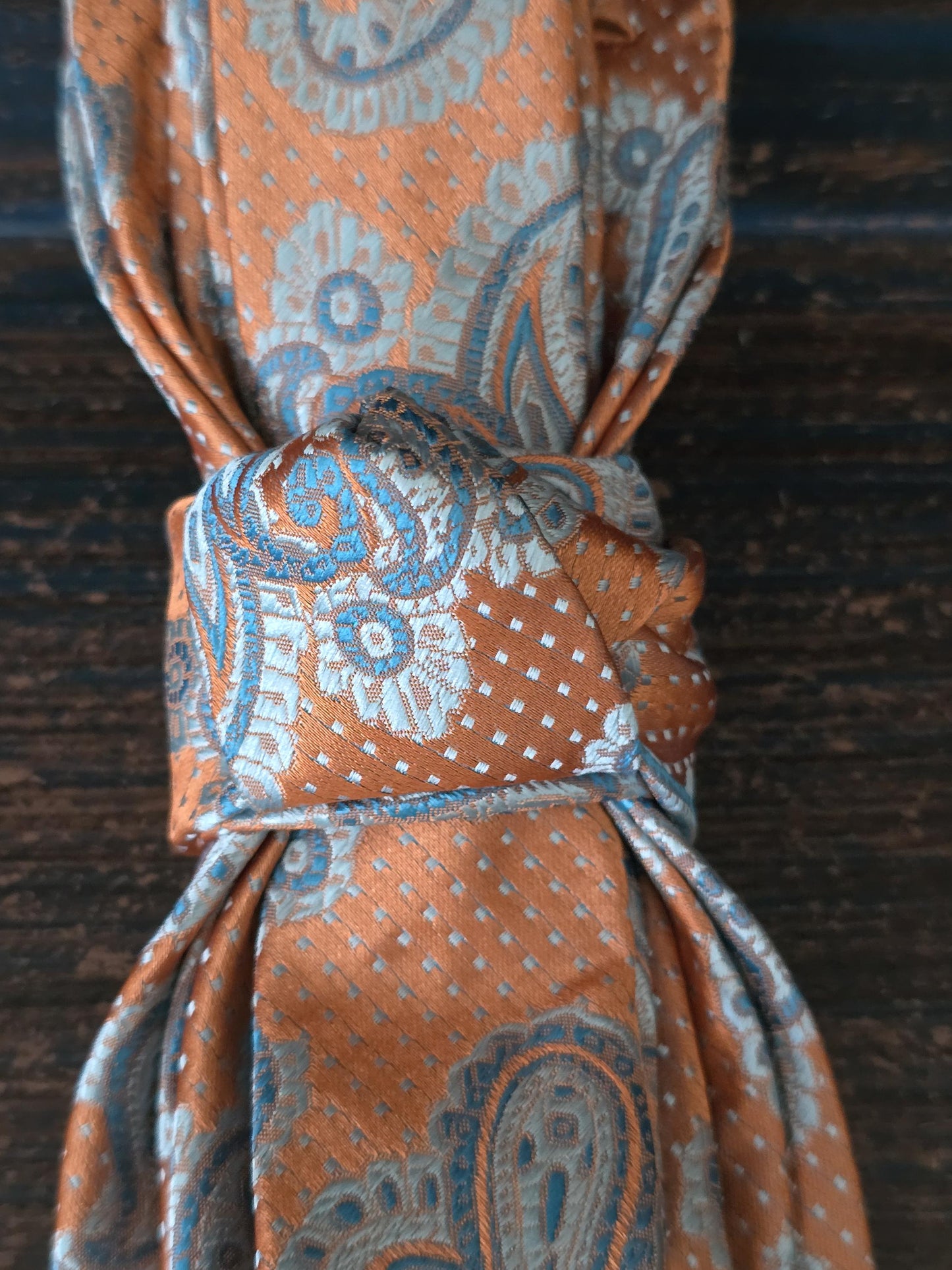 Simply Elegant Orange Paisley Women's Necktie Necklace - Handcrafted Statement Jewelry - Brooch Necktie For Women