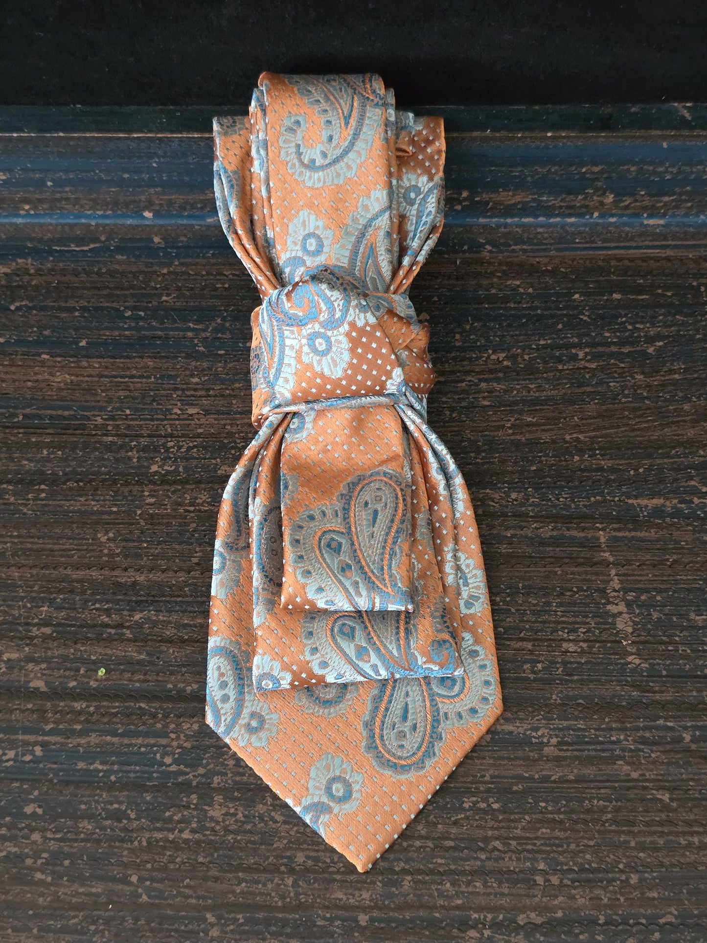 Simply Elegant Orange Paisley Women's Necktie Necklace - Handcrafted Statement Jewelry - Brooch Necktie For Women
