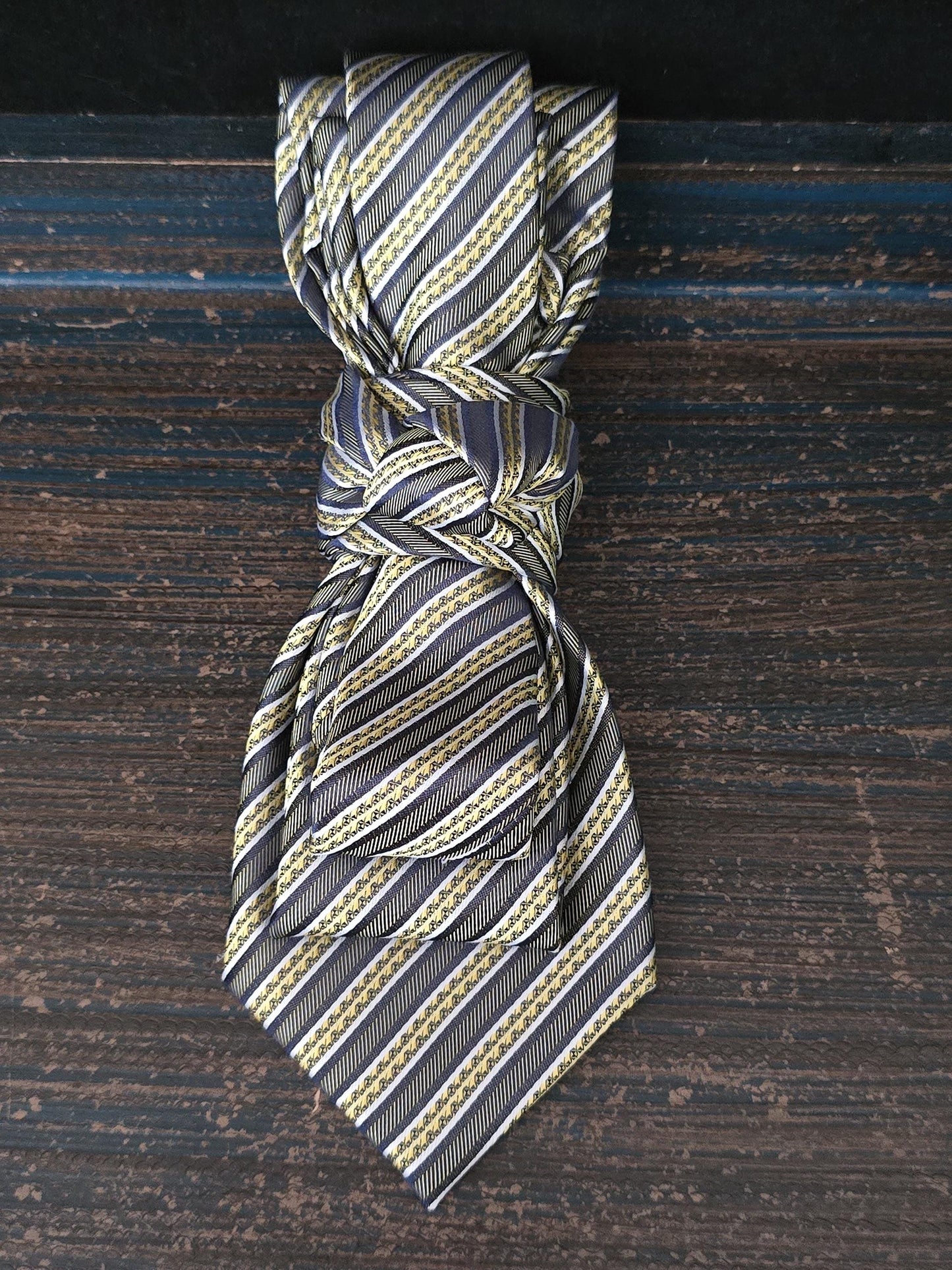 Women's Black and Gray Striped Necktie Necklace - Handcrafted Statement Jewelry - Brooch Necktie For Women