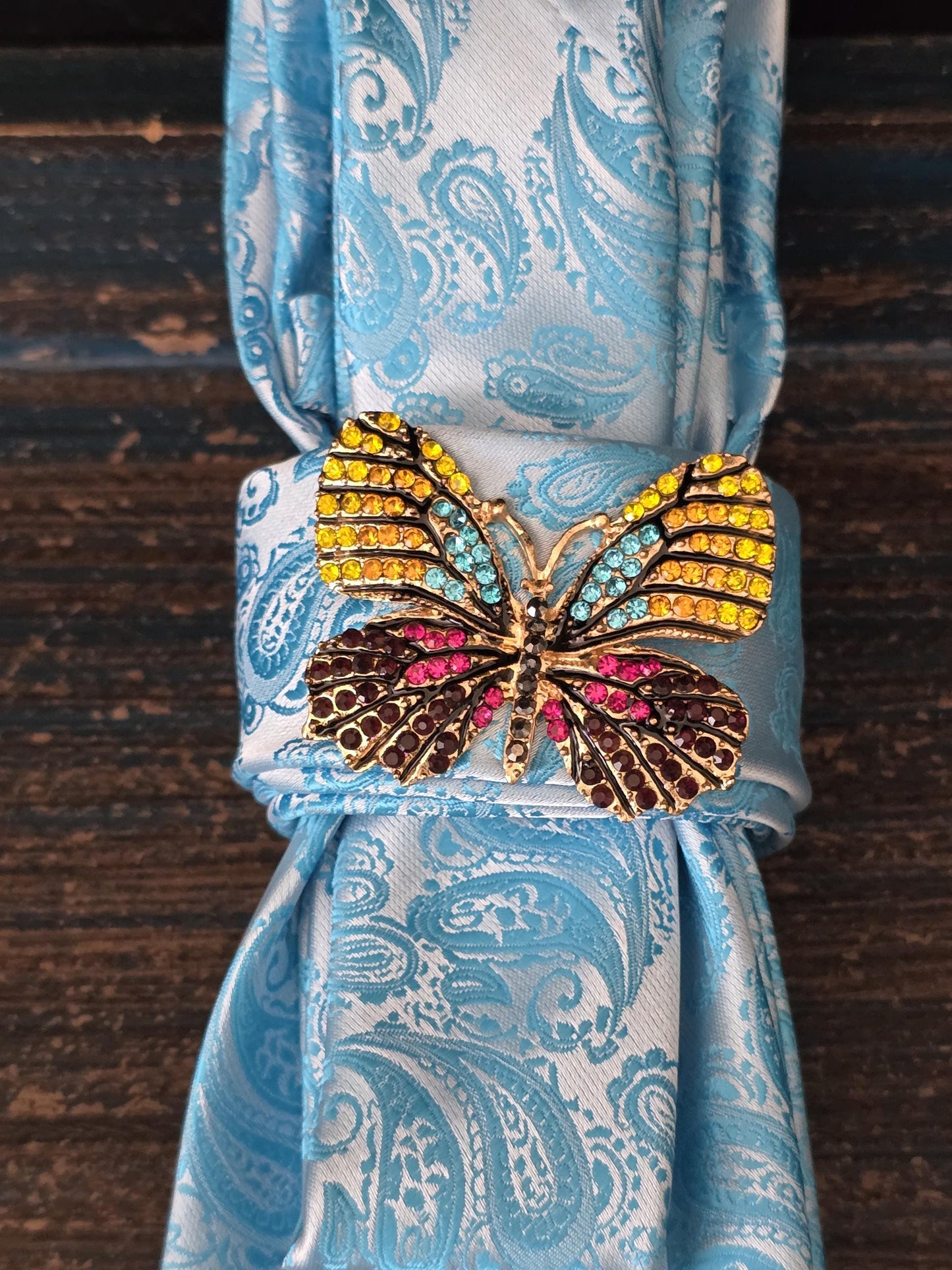 Blue Paisley Women's Necktie Necklace - Handcrafted Jewelry - Brooch Necktie - Stylish Neckwear For Women
