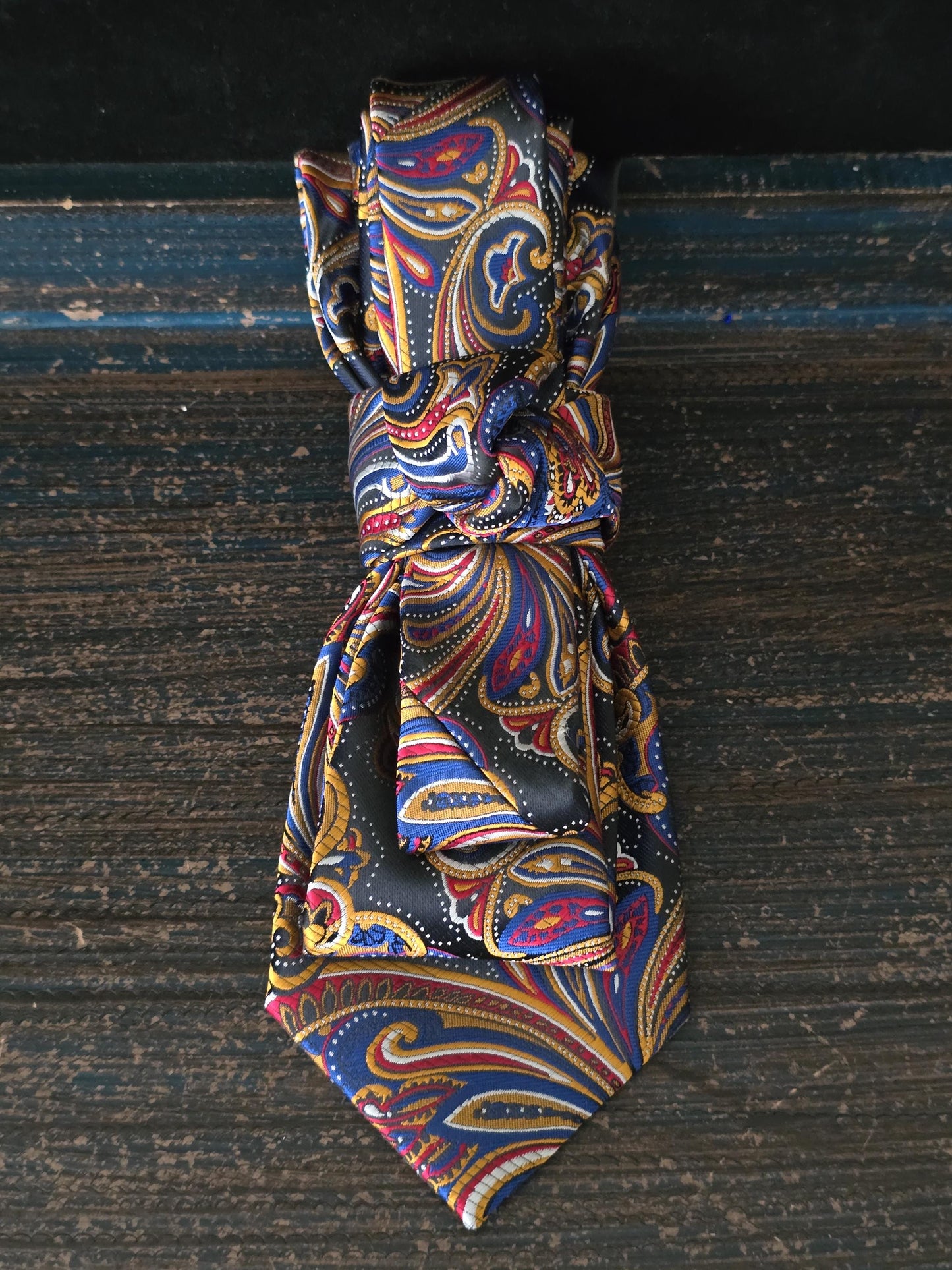 Women's Red and Blue Necktie Necklace - Handcrafted Statement Jewelry - Brooch Necktie For Women