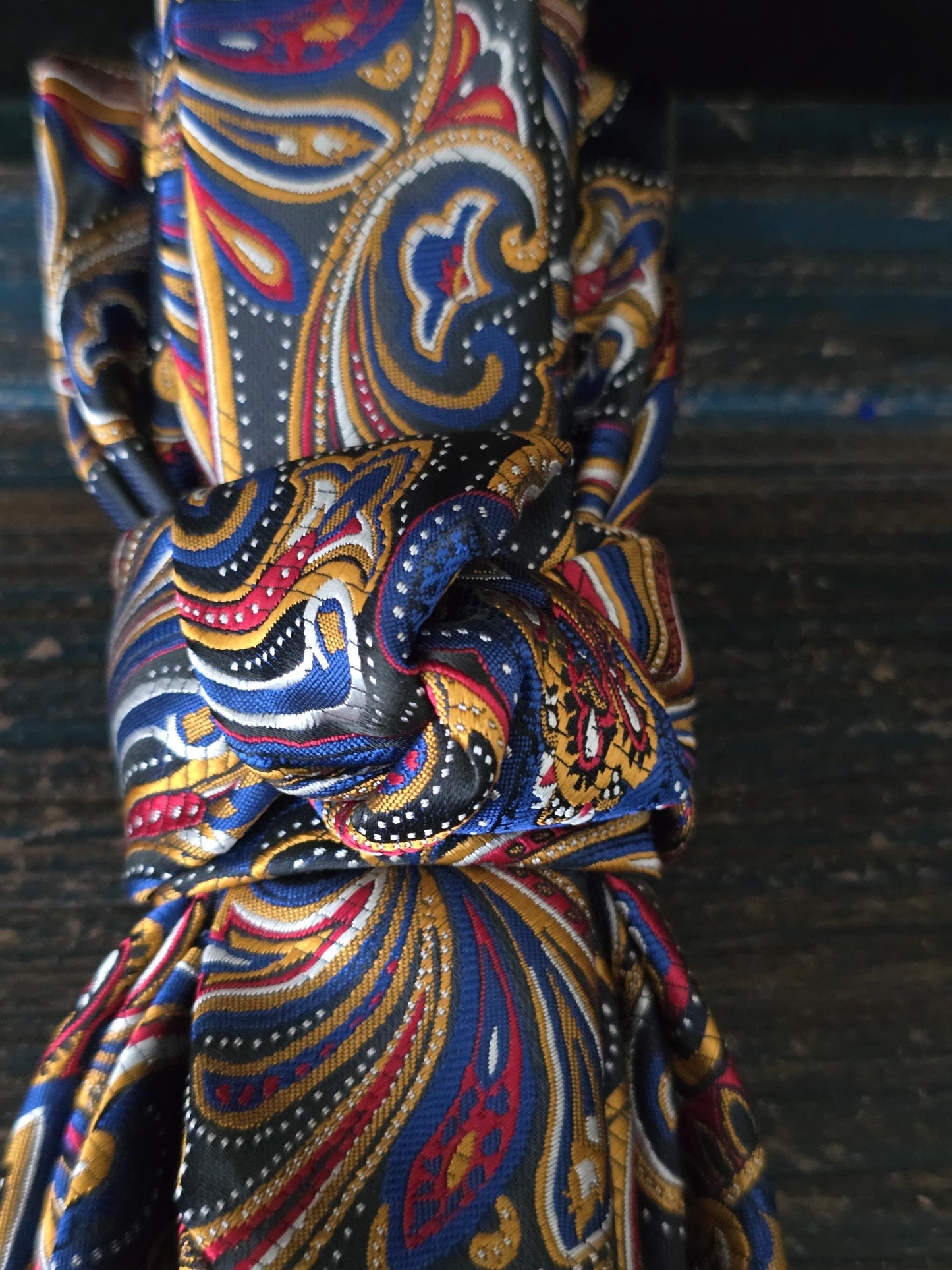 Women's Red and Blue Necktie Necklace - Handcrafted Statement Jewelry - Brooch Necktie For Women