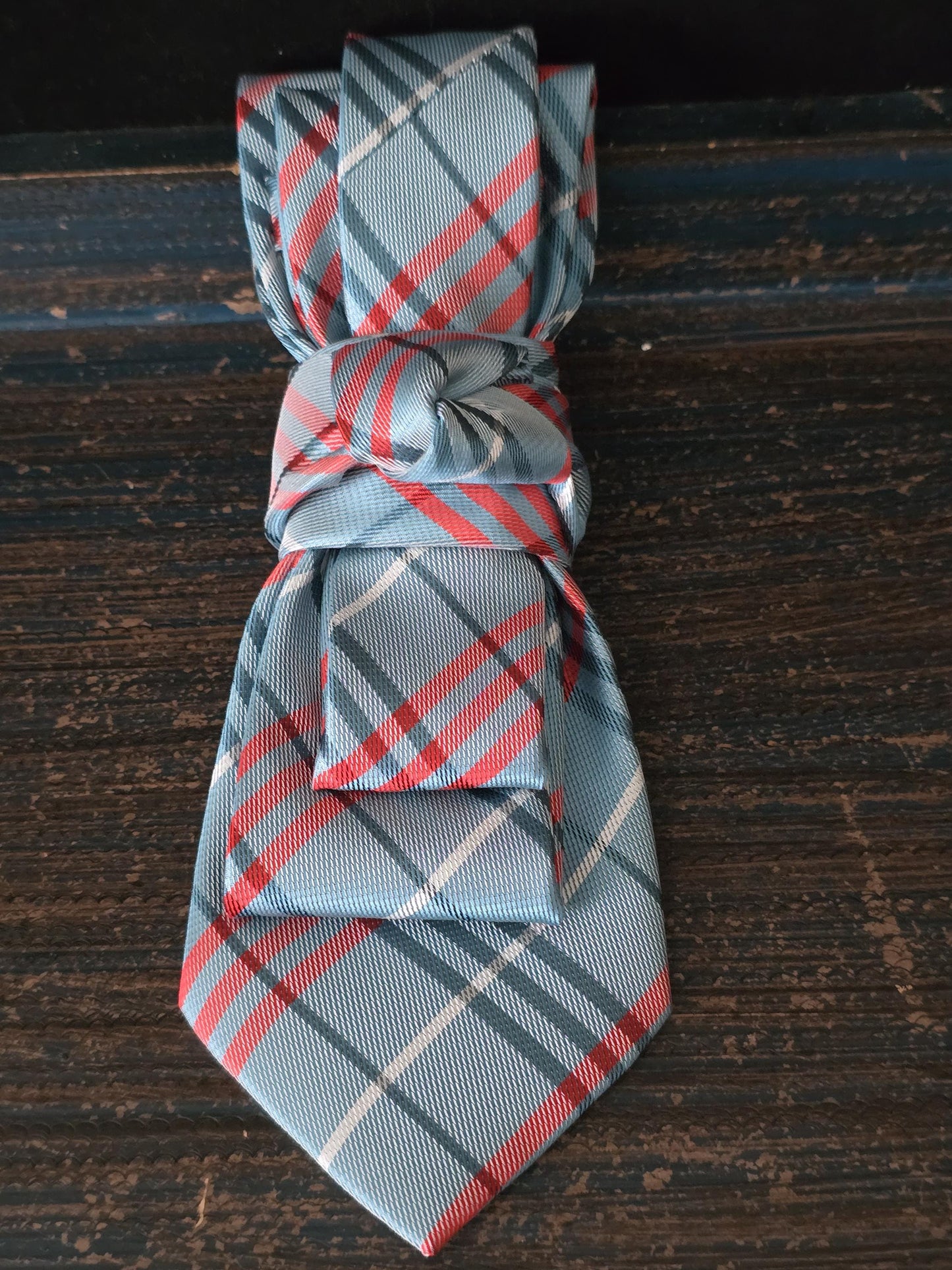 Simple but Elegant Teal Plaid Women's Necktie Necklace - Handcrafted Statement Jewelry - Brooch Necktie For Women