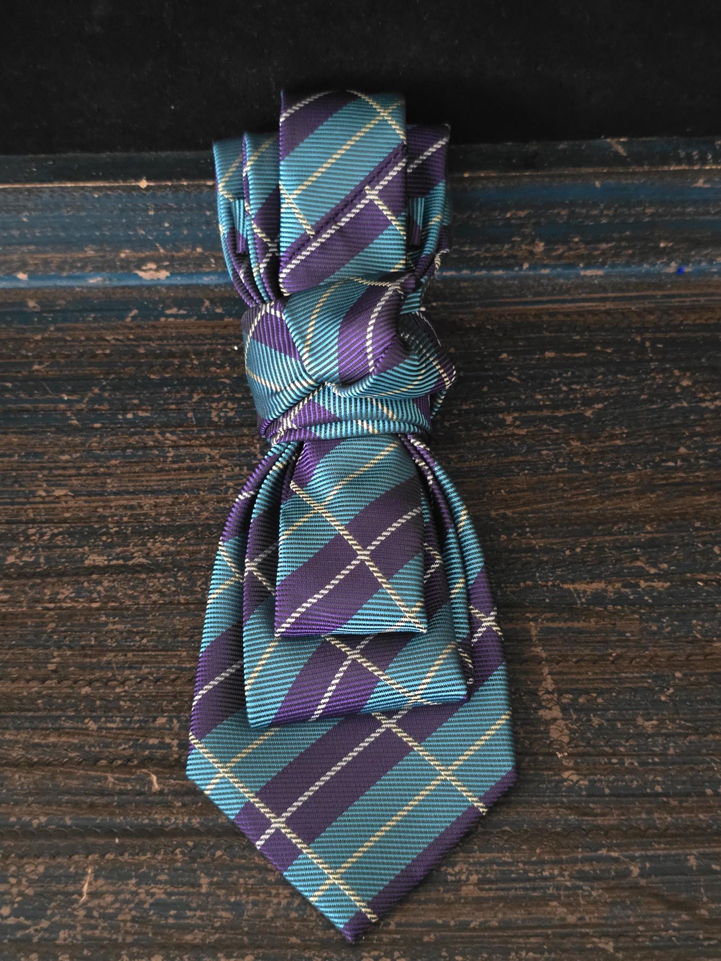 Simply Elegant Purple Plaid Women's Necktie Necklace - Handcrafted Statement Jewelry - Brooch Necktie For Women