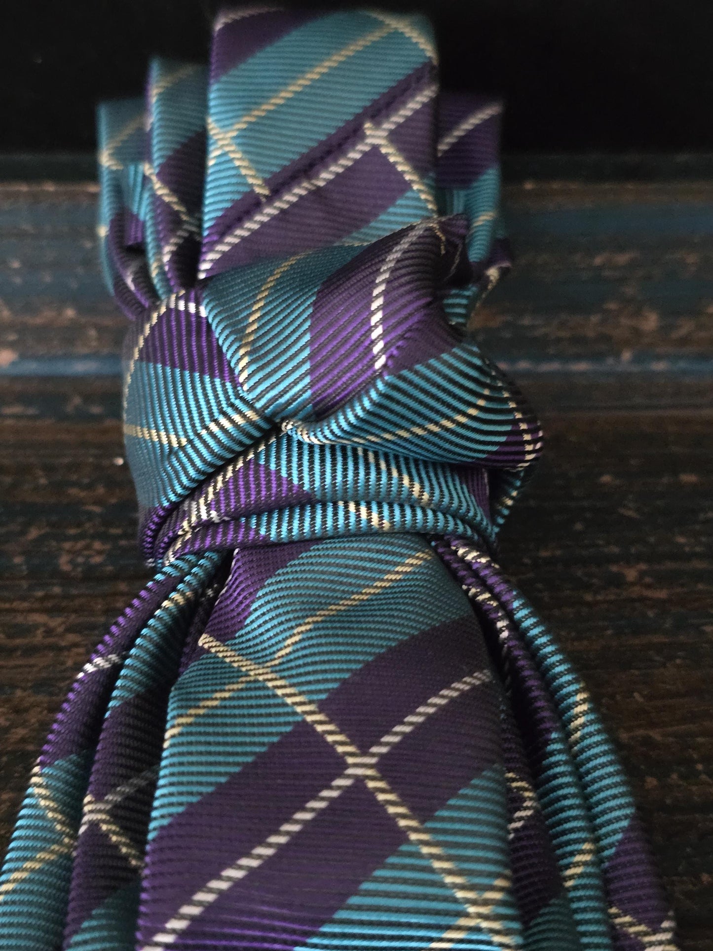 Simply Elegant Purple Plaid Women's Necktie Necklace - Handcrafted Statement Jewelry - Brooch Necktie For Women