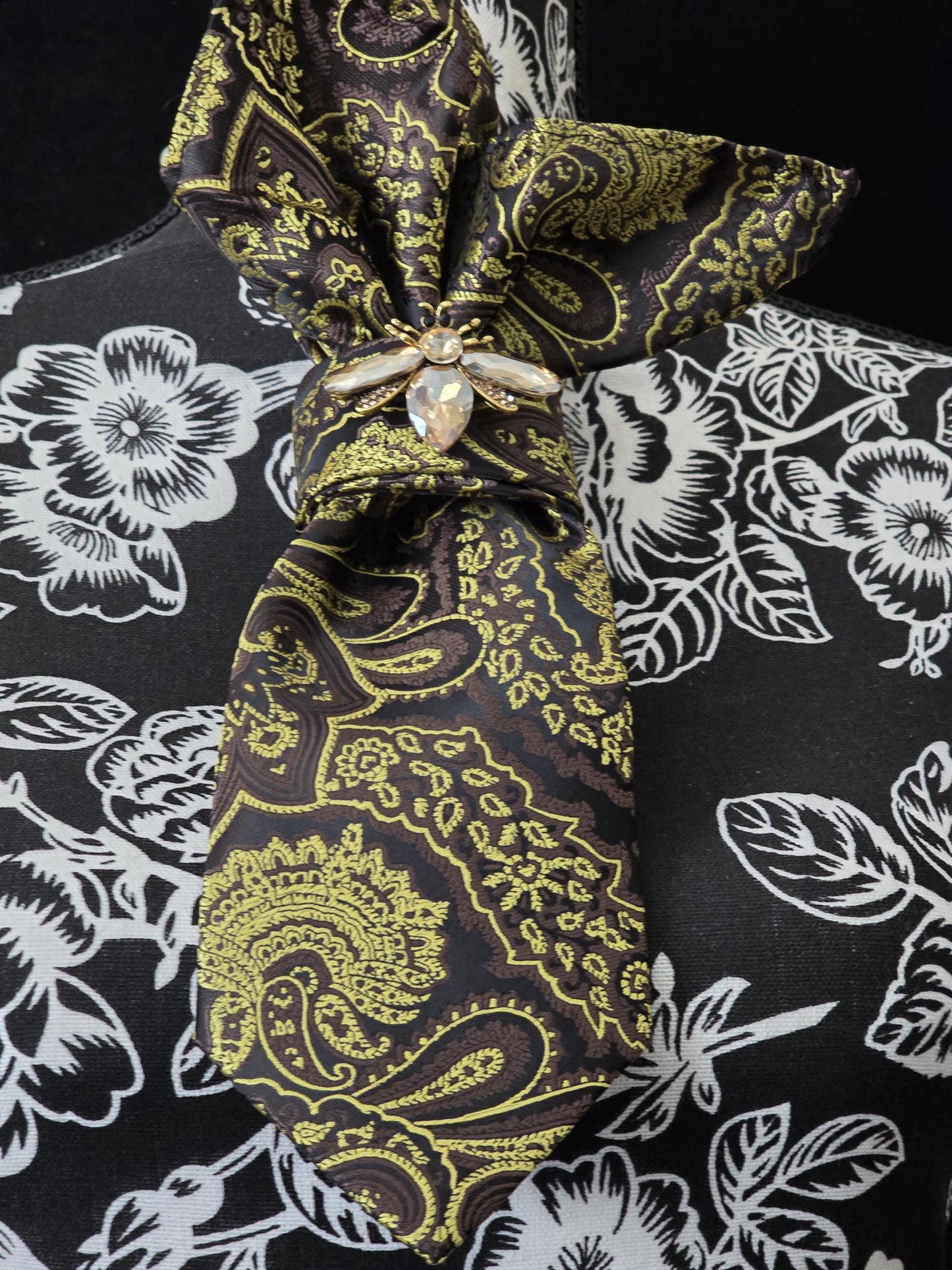 Bold but Classy Brown Plaid Women’s Necktie Necklace - Fashion Ties For Women  - Brooch Necktie - Stylish Neckwear For Women