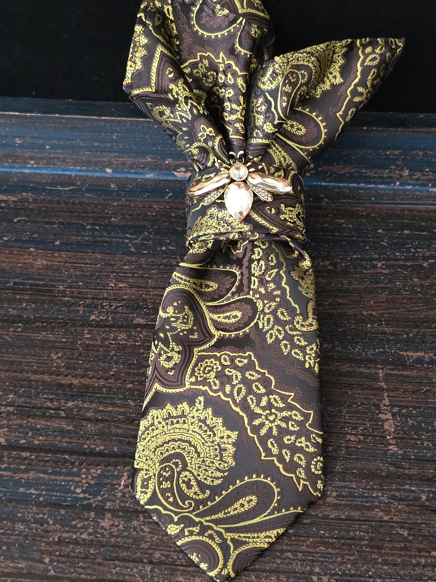 Bold but Classy Brown Plaid Women’s Necktie Necklace - Fashion Ties For Women  - Brooch Necktie - Stylish Neckwear For Women