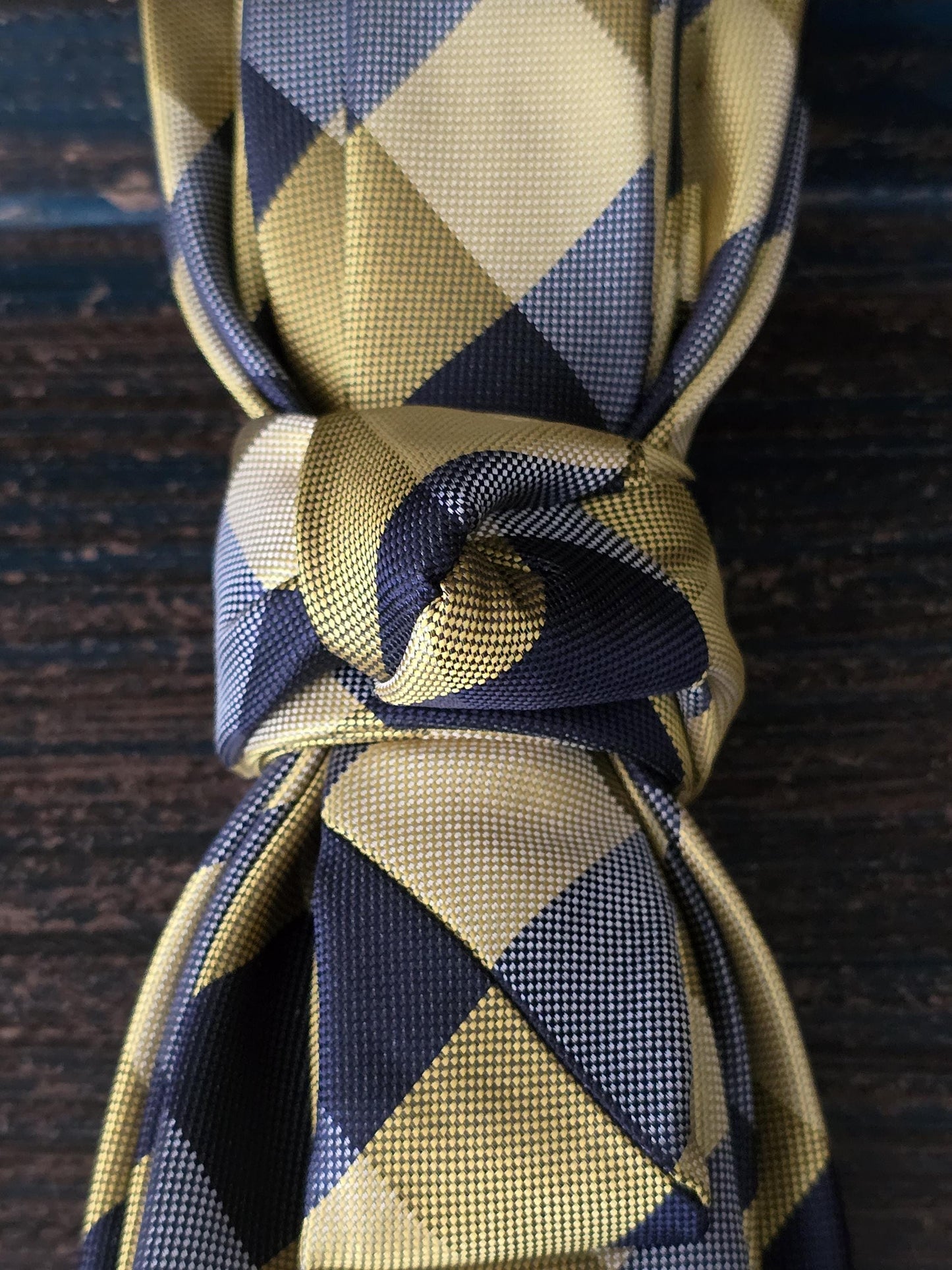 Women's Blue and Gold Plaid Necktie Necklace - Handcrafted Statement Jewelry - Brooch Necktie For Women
