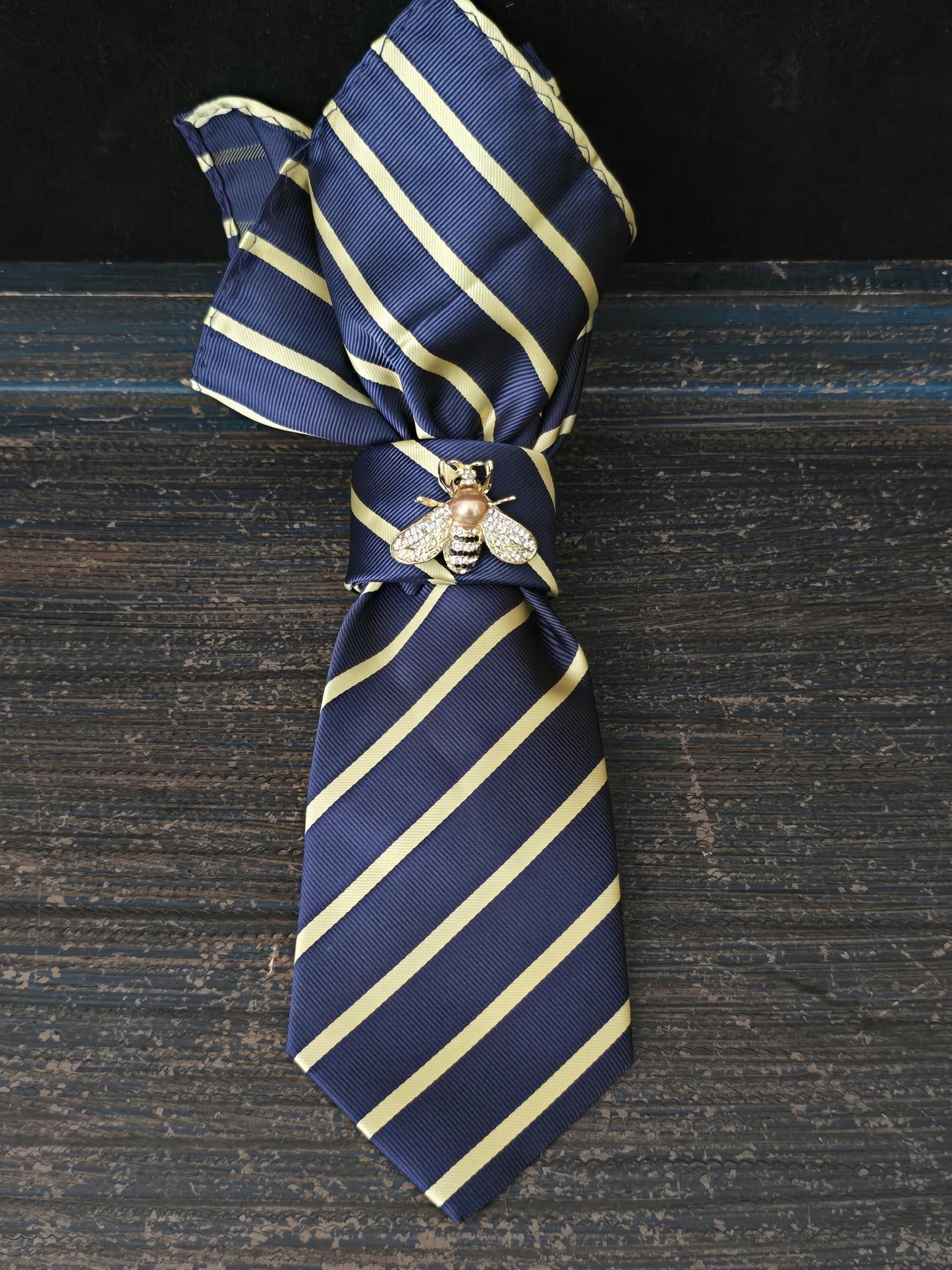 Stylish Blue Stripe Women’s Necktie Necklace - Fashion Ties For Women  - Brooch Necktie - Stylish Neckwear For Women