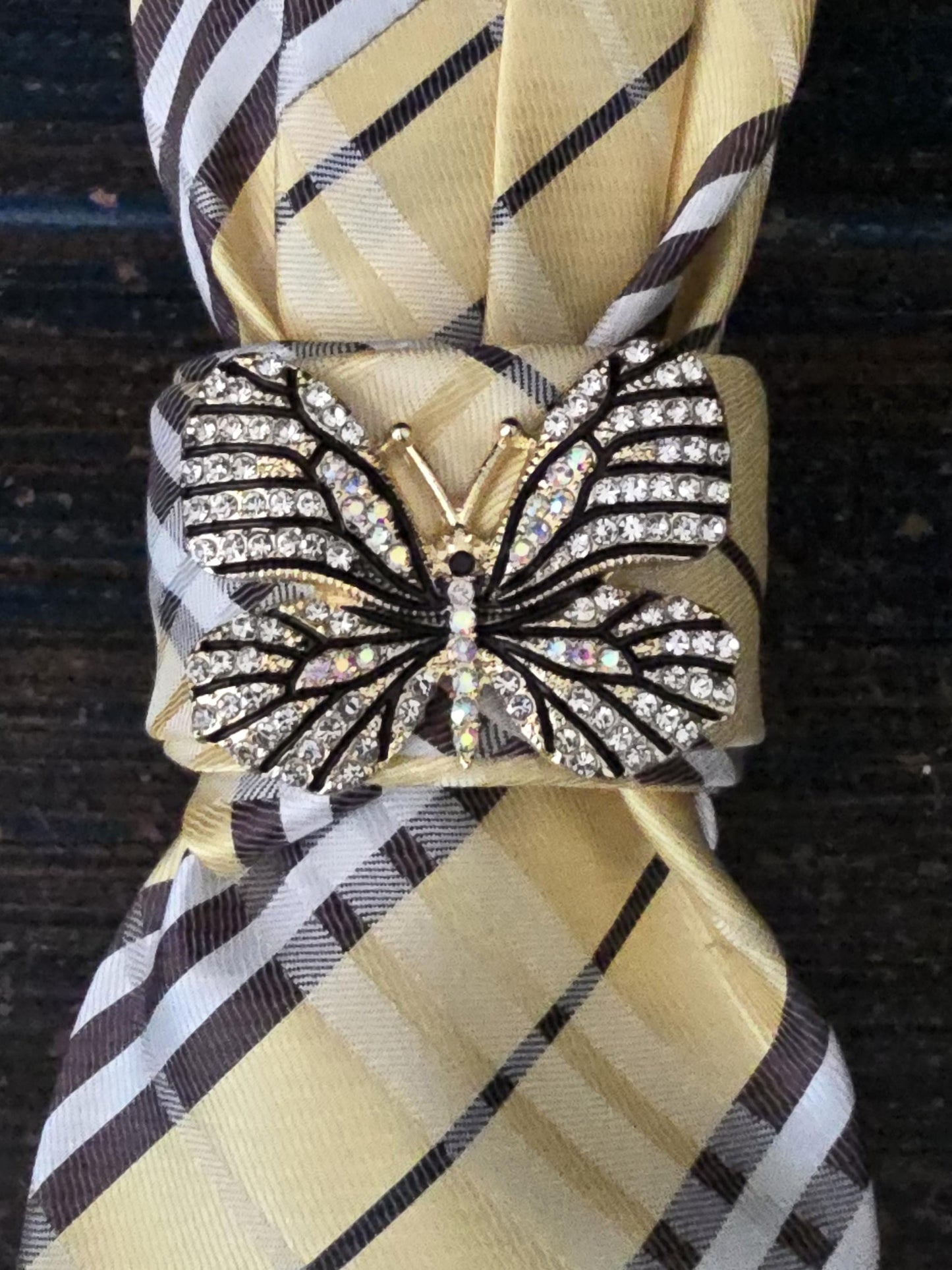 Yellow and Black Plaid Women's Necktie Necklace - Handcrafted Jewelry - Brooch Necktie - Stylish Neckwear For Women